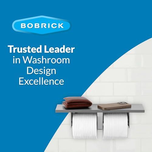 Bobrick Bobrick Toilet Tissue Dispenser with Utility Shelf, Surface-Mounted, Satin-Finish Stainless Steel, Holds Two Standard Rolls, Dual Roll Capacity, Ideal for Commercial Restrooms (Model B-2840)
