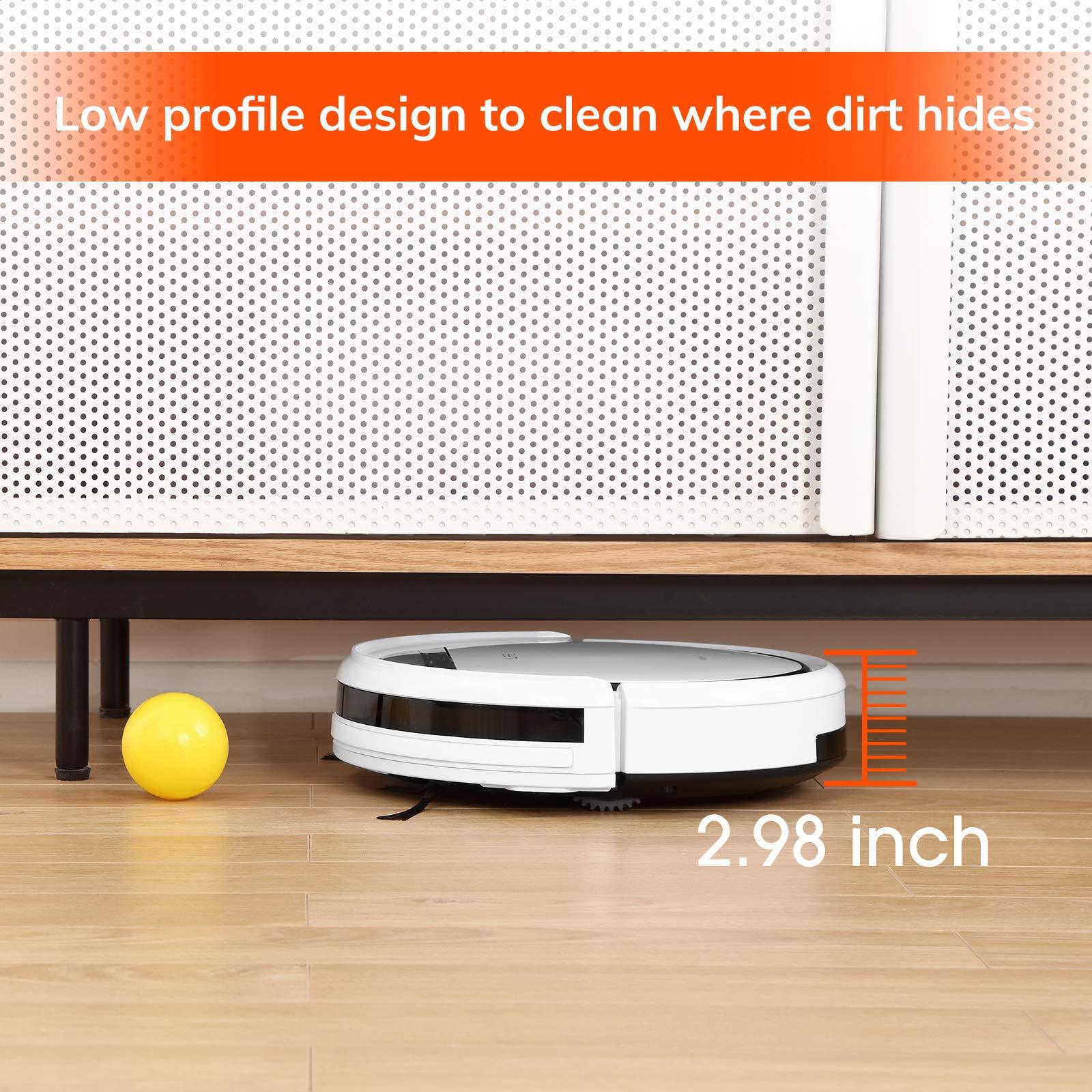 ILIFE ILIFE V3s Pro Robot Vacuum Cleaner, Tangle-free Suction , Slim, Automatic Self-Charging Robotic Vacuum Cleaner, Daily Schedule Cleaning, Ideal For Pet HairHard Floor and Low Pile Carpet,Pearl White