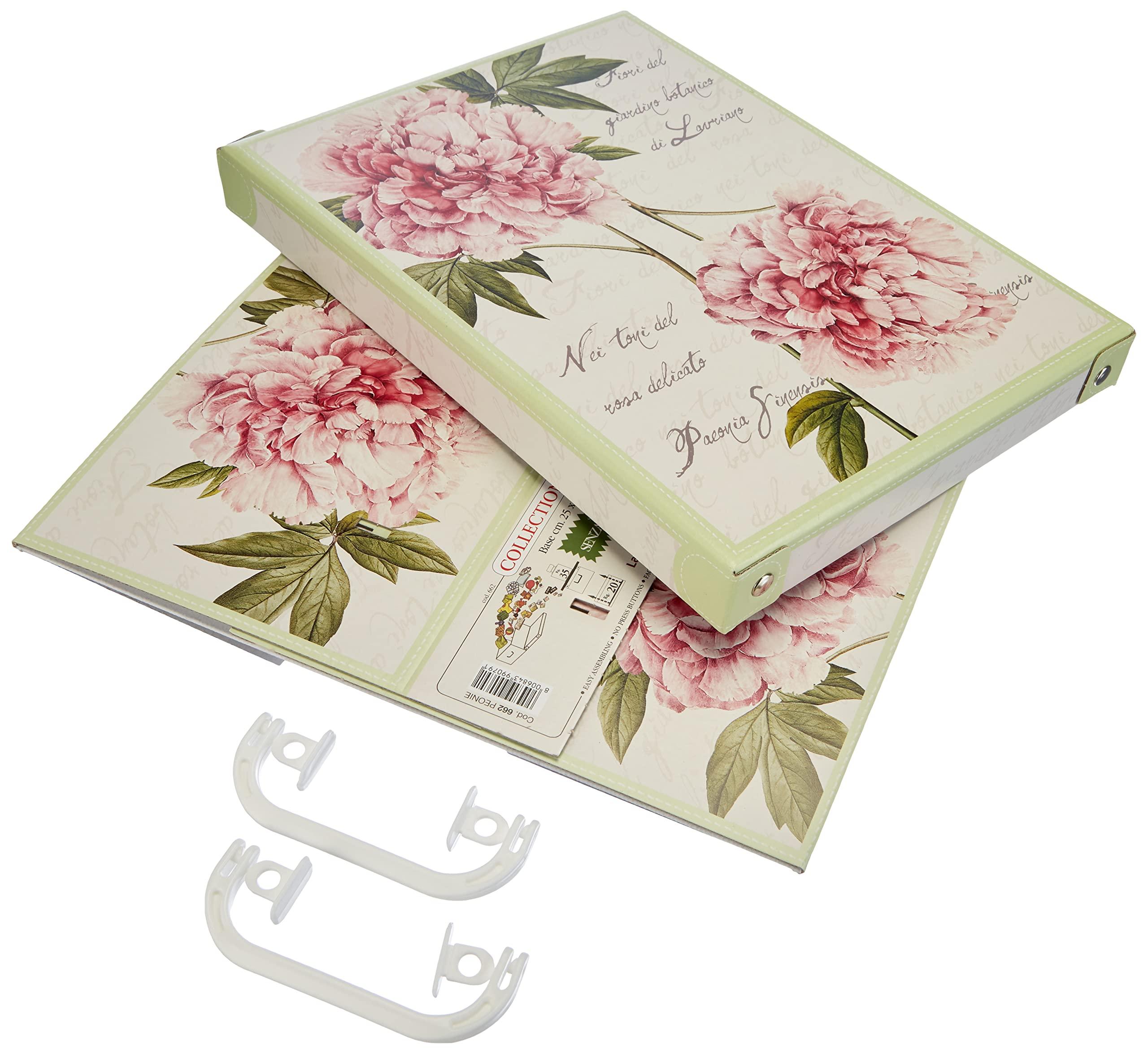 Kanguru Lavatelli Collection Small Peonies, decorative storage box, cardboard storage boxes with lids, storage boxes with lids and Handles, clothes storage, toy box storage, storage baskets, teddy storage,