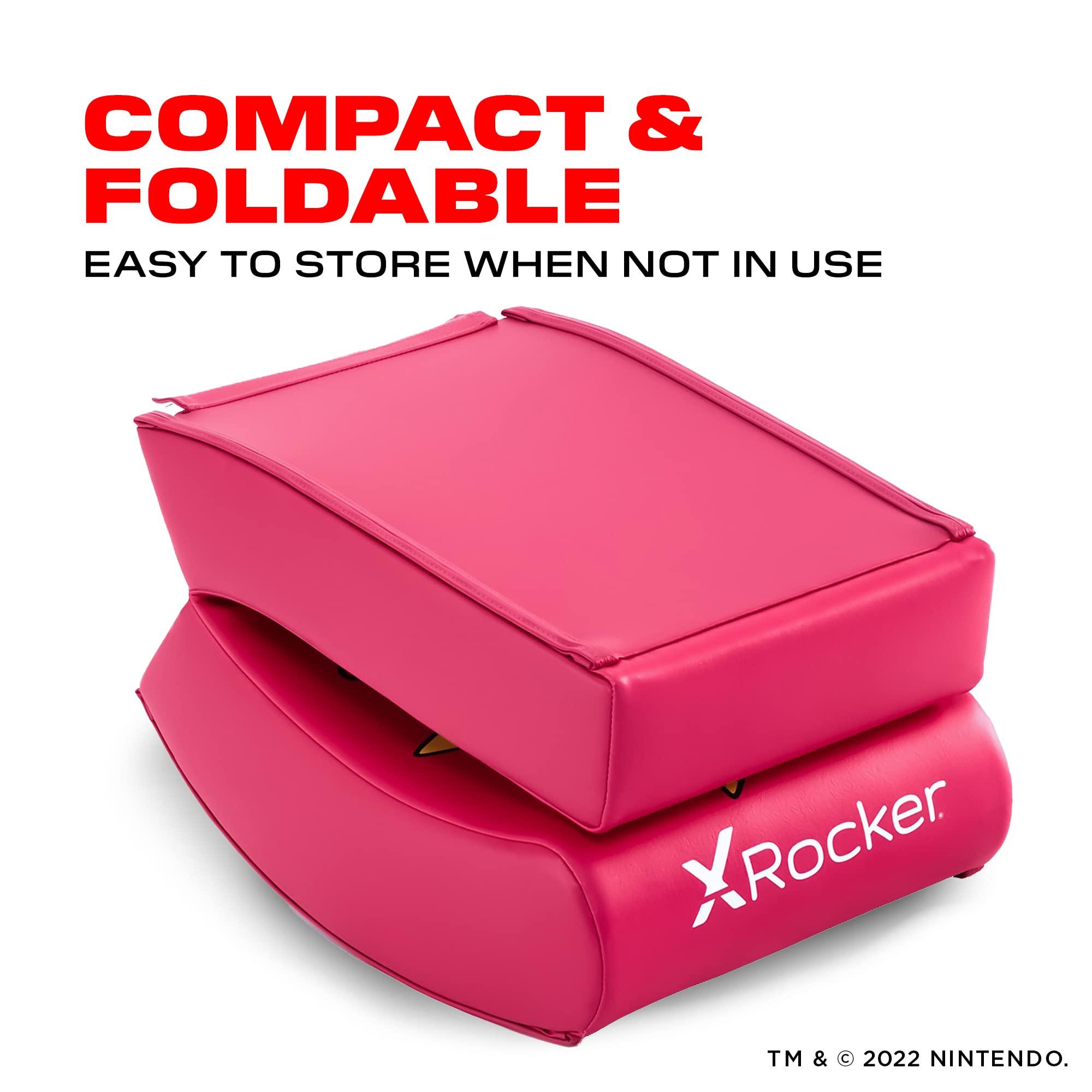 X Rocker X Rocker Super Mario Peach Video Gaming Floor Chair, Official All-Star Edition Nintendo Collectible, Faux Leather, Foldable, 5000201, 33.46\" x 16.14\" x 25.59\", Princess Peach Pink