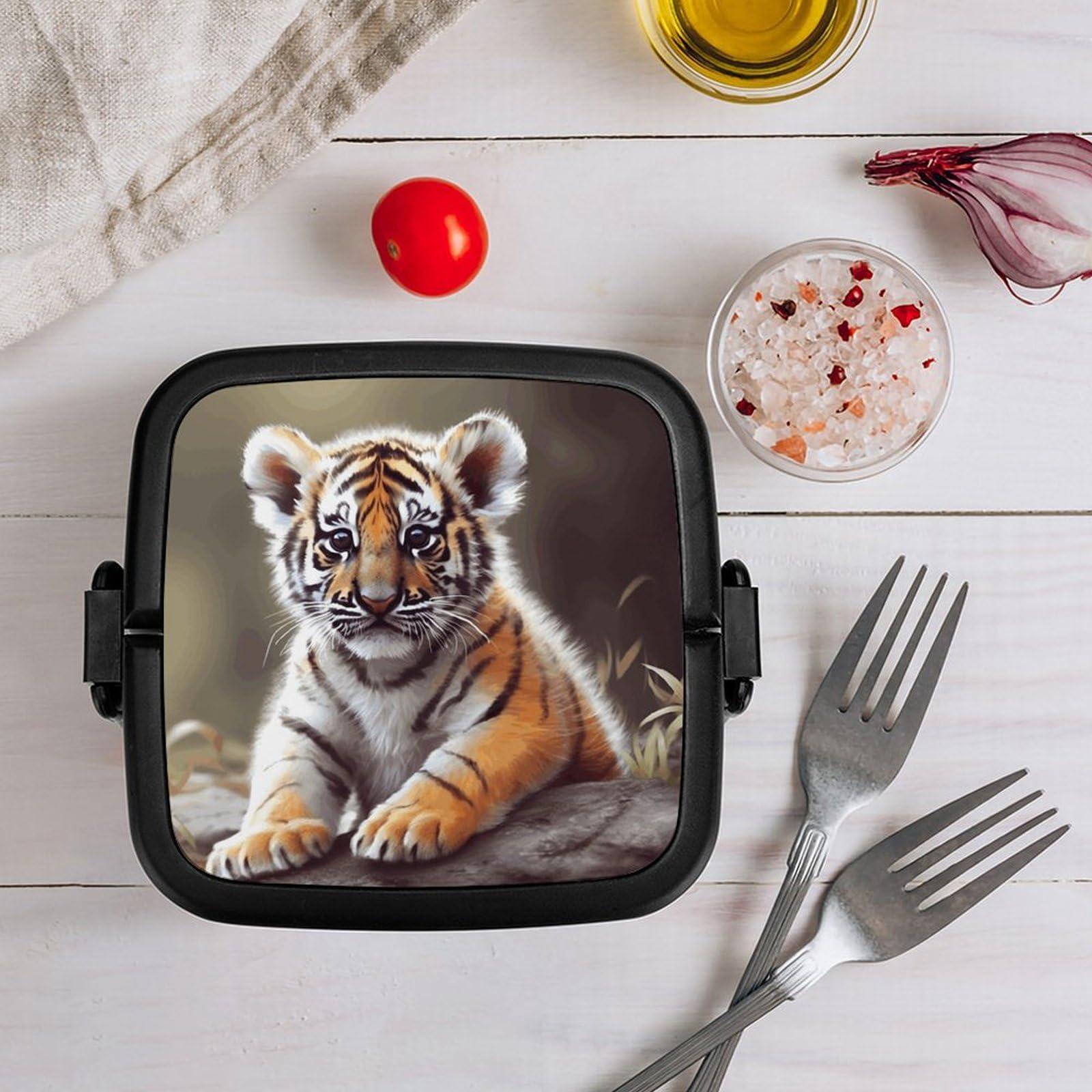 NHYDSPQ NHYDSPQ Double Layer Bento Box, Cute Tiger Stackable Lunch Box,Lunch Box,Double-Layer Bento Lunch Box For Adults with Spoon, style