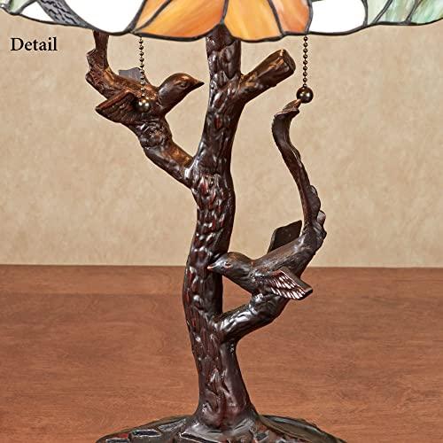 Touch of Class Touch of Class Tropical Passion Stained Glass Table Lamp - Multi Pastel - Handcrafted - Tiffany Style Decor - Tropics Desk Accent - Antique Flower Lamps for Bedroom, Living Room, Foyer