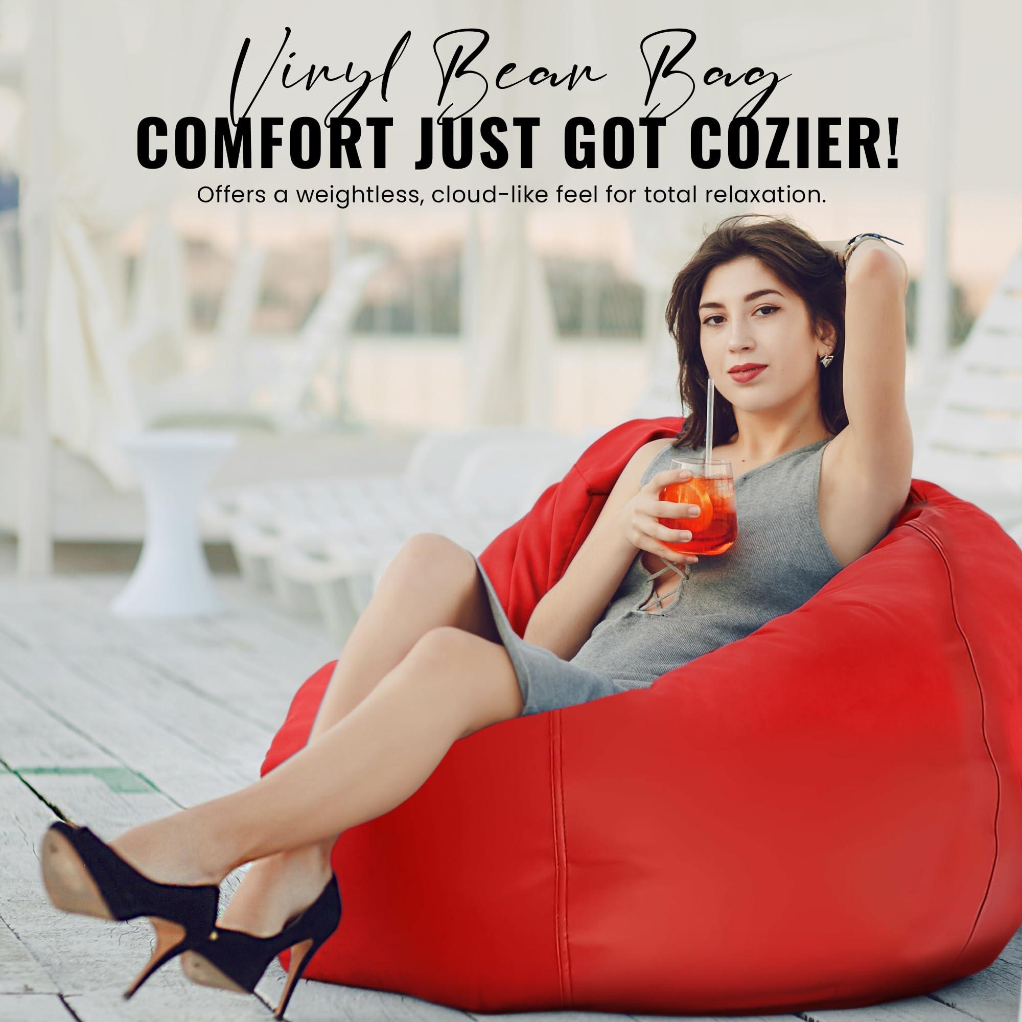 Bean Products Bean Products Small Vinyl Bean Bag Chair | Filled w/Polystyrene Beads & CertiPUR Foam | Made in USA | 31”W, 33”L, 20”H | 15lb | Available in 2 Sizes | Perfect for Teens & Kids | Purple