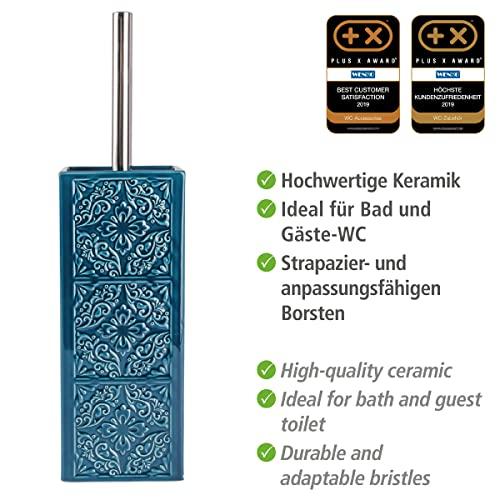 WENKO WENKO Cordoba Blue-Toilet Brush Holder, Closed Form, 9.5 x 9.5 x 35 cm