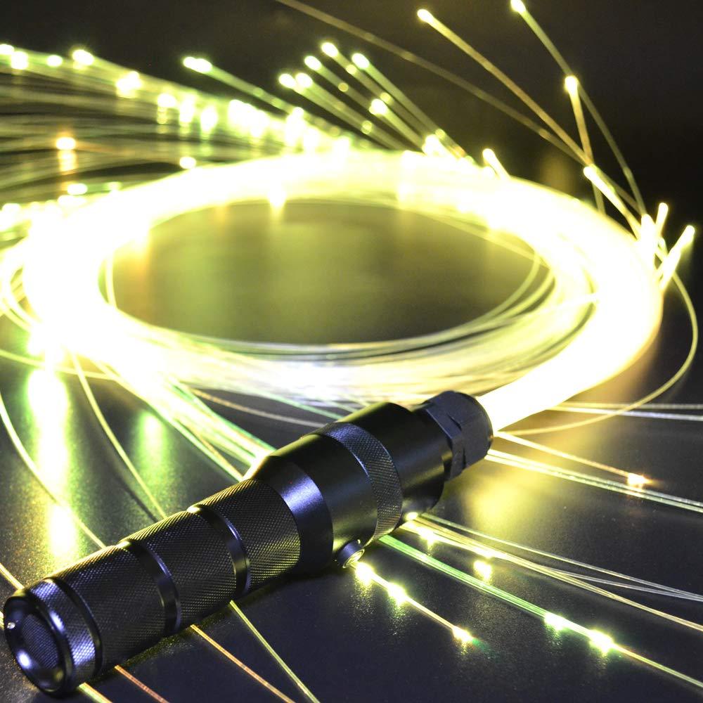 kavoda LED Light Whip Fiber Optic Space Pixel Whip Rave Toys EDM Flow Sparkle Dance Festival 360 Degree Swivel Super Bright 40 Display Modes