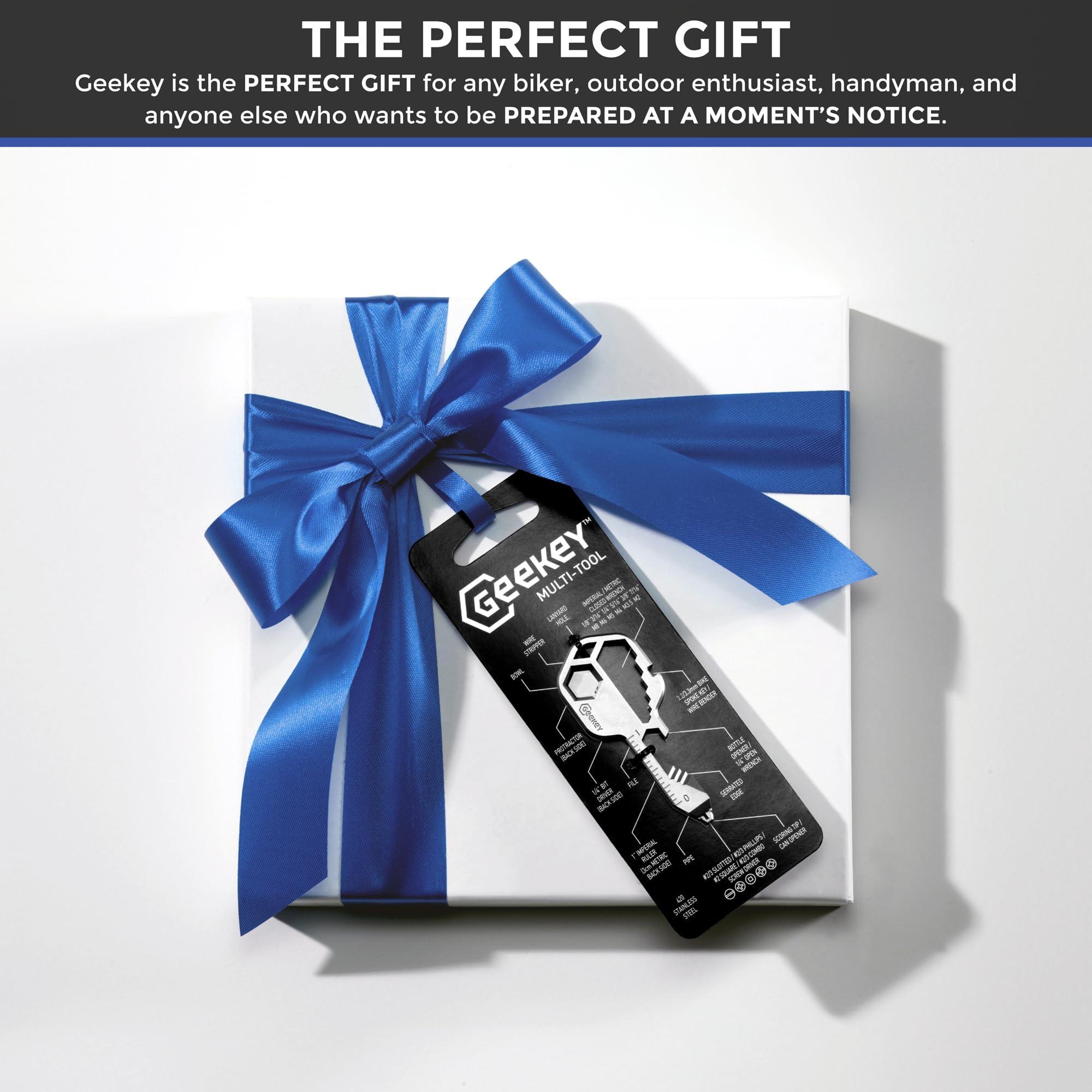 Geekey Geekey Multi-tool | Original Key Shaped Pocket Tool | Stainless Steel Keychain Utility Gadget | 16+ Tools | TSA Safe Multitool | Gift for Christmas, Men, Women, Valentine\'s, Birthday, Father