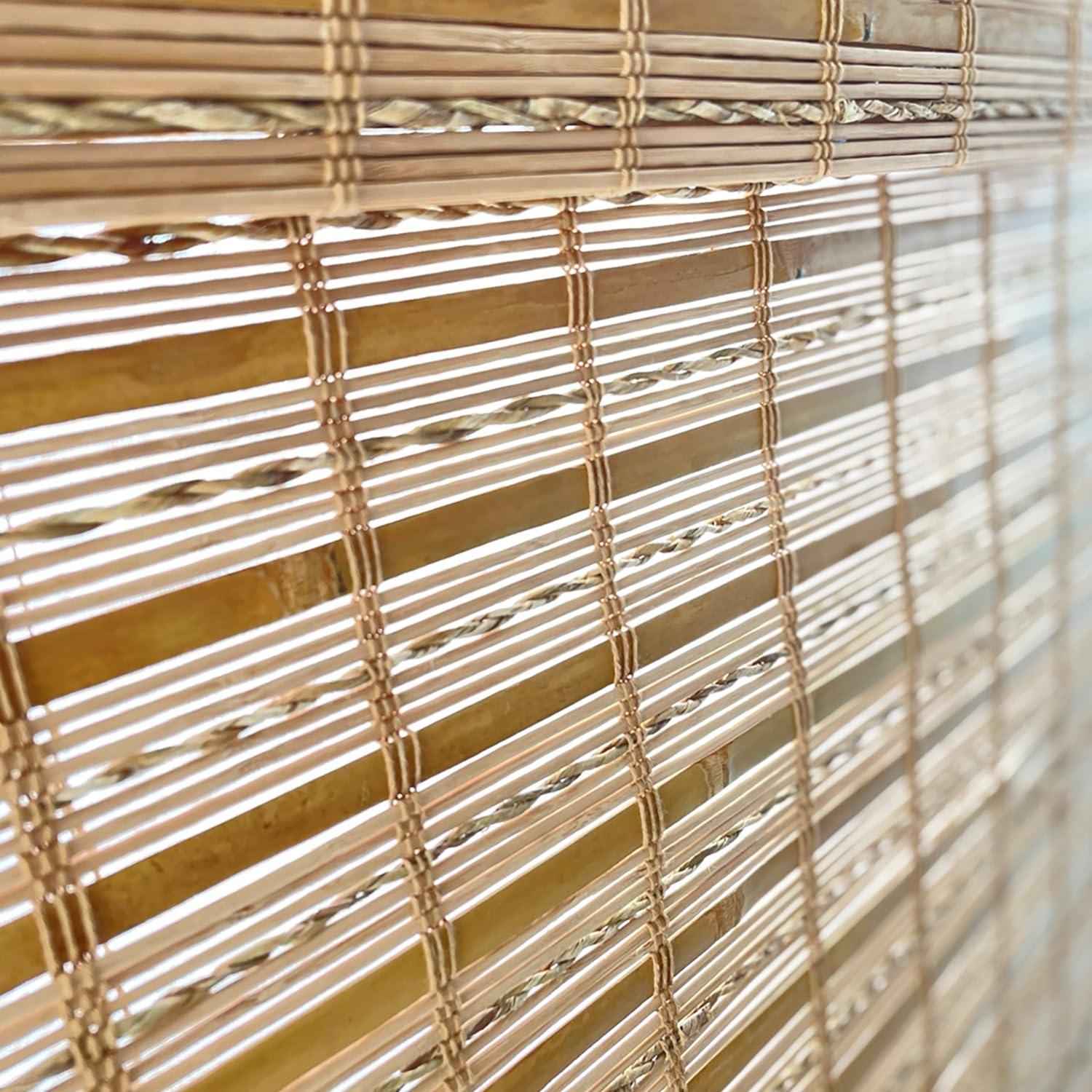 Mood MOOD Custom Bamboo Shades | Twirl | Top Down Bottom Up Cordless | Natural Woven Wood Roman Shades for Windows | Maple Twirl (Sheer) | 28" W x 60" H