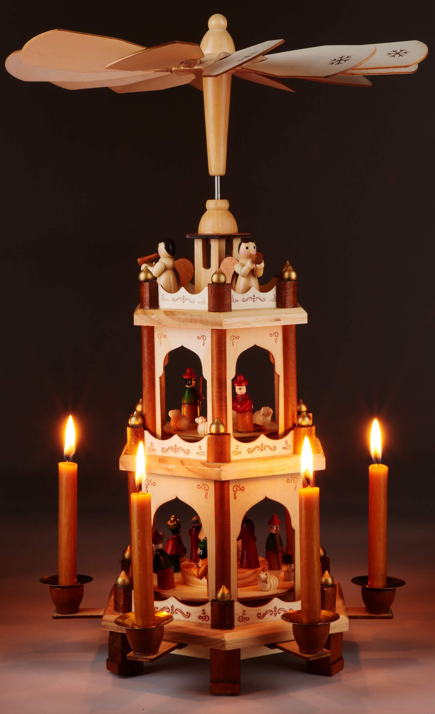 BRUBAKER BRUBAKER Wooden Christmas Pyramid - 18 Inches - 3 Tier Carousel - Nativity Play
