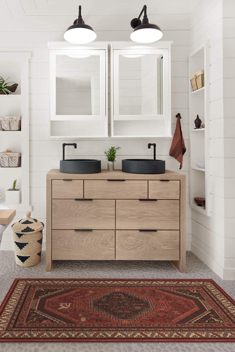 RUGGABLE Ruggable Washable 2x3 Area Rug, Zareen Scarlet Red, Premium Rugs for Living Room, Bedroom, Kitchen, Office, Classroom with Gripper Non Slip Pad