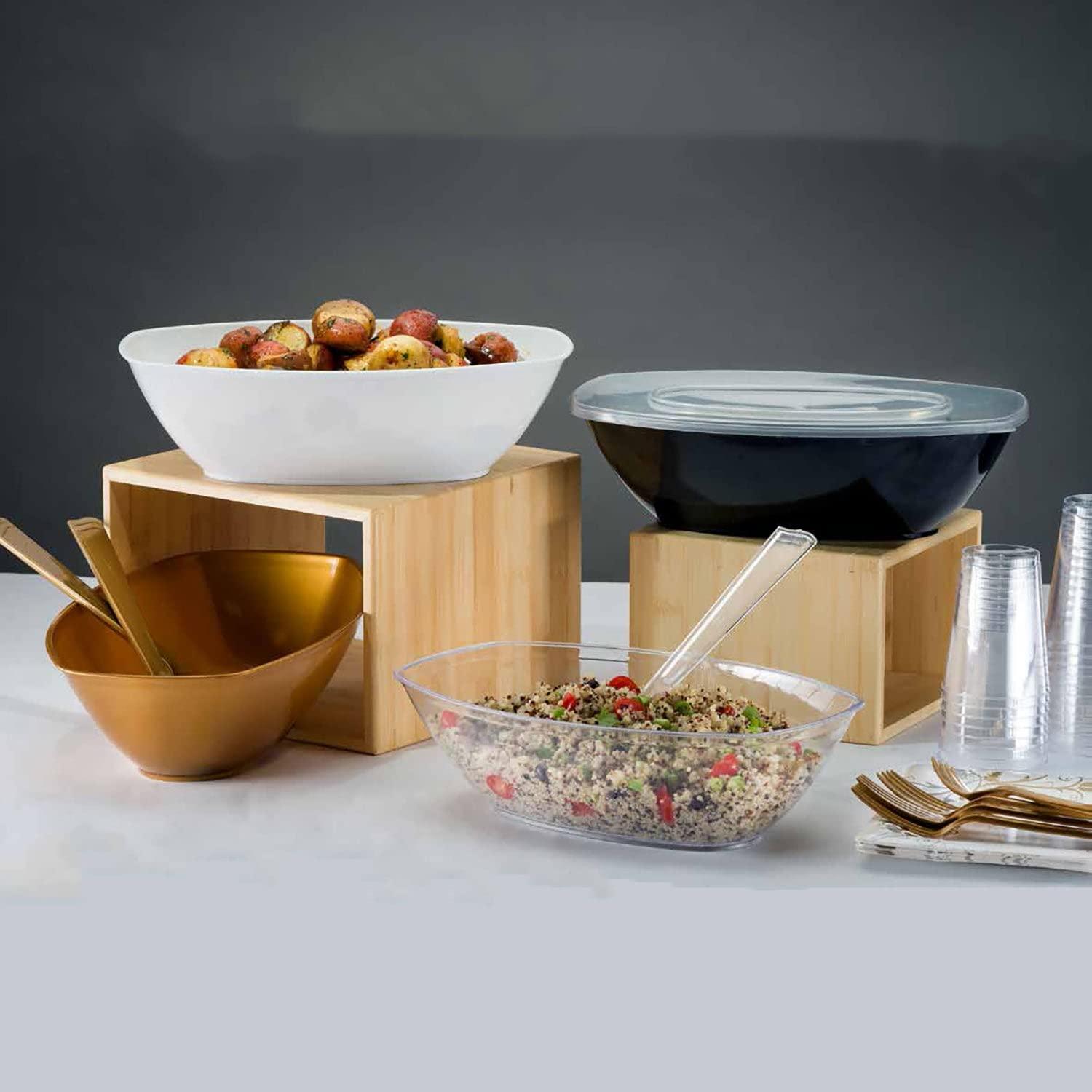 Nicole Fantini Nicole Fantini Clear 80 Oz Oval Shaped Disposable Plastic Serving Luau Bowls to serve Salad, Snack and Food in Elegant Parties, Hotel & Resturant. 8Ct