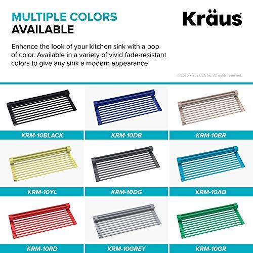 Kraus Kraus Multipurpose Over-Sink Roll-Up Dish Drying Rack, Colander and Trivet in Light Grey, KRM-10GREY