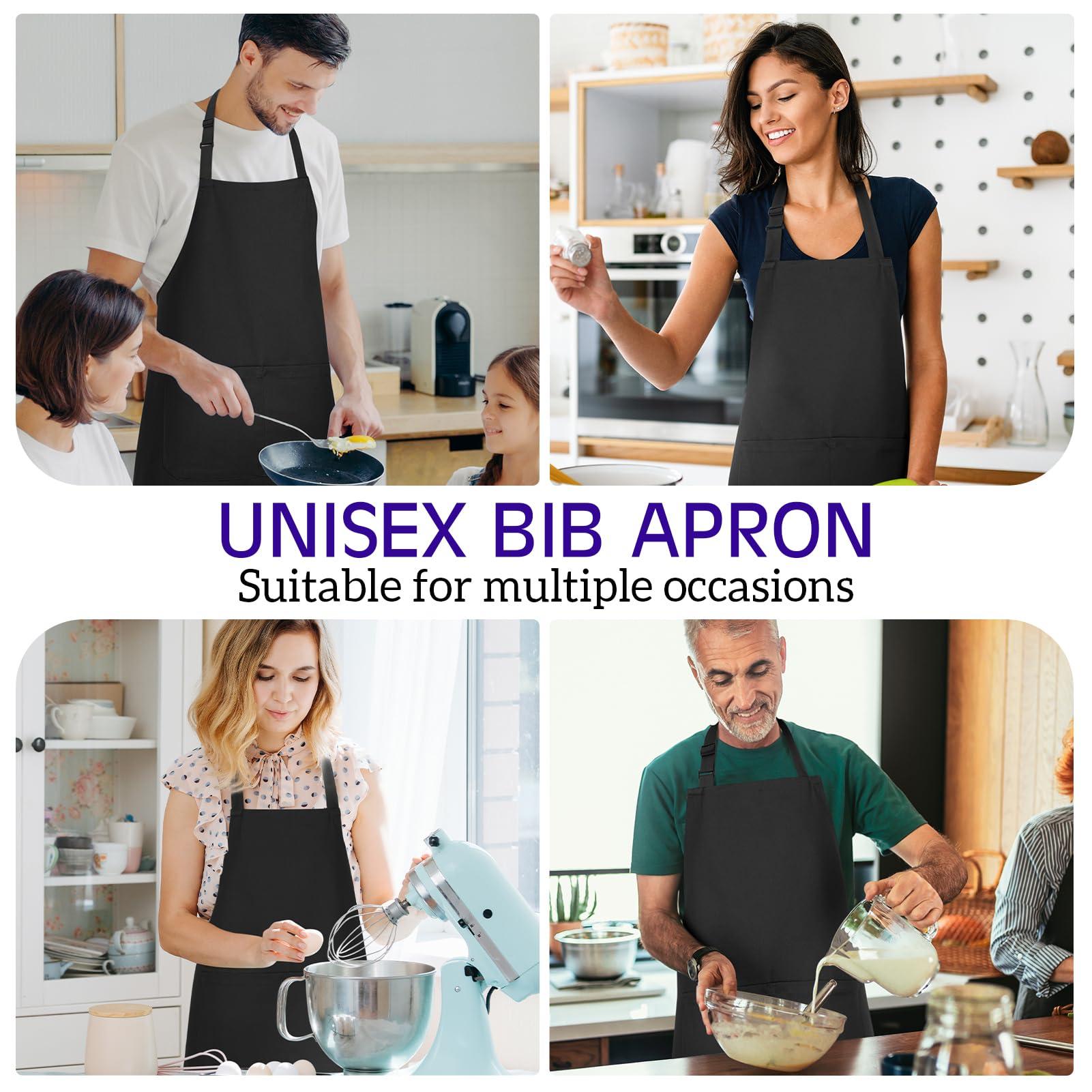 Angirlish Personalized Adult Aprons, Custom Name Photo Logo Aprons for Women and Men, Waterproof Cotton Chef Apron, Adjustable Bib with 2 Pockets (Add Your Own Design, Black)