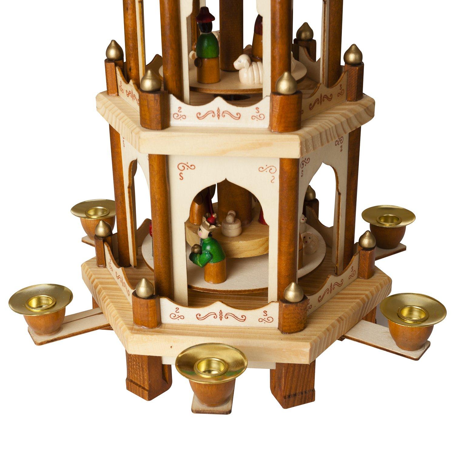 BRUBAKER BRUBAKER Wooden Christmas Pyramid - 18 Inches - 3 Tier Carousel - Nativity Play