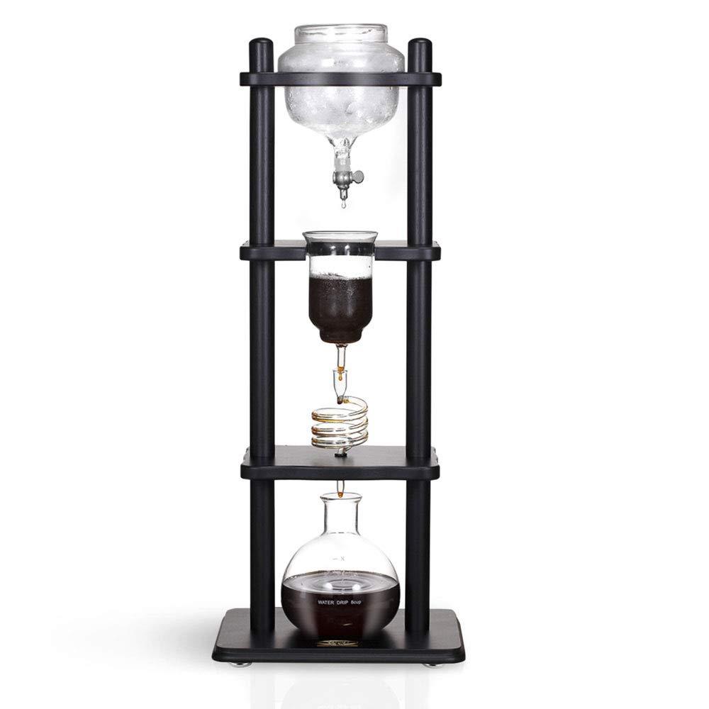 Yama Glass Yama Cold Brew Maker I Ice Coffee Machine With Slow Drip Technology I Makes 6-8 cups (32oz), Large Capacity Cold Brew Coffee Tower, Black Wood Straight Frame