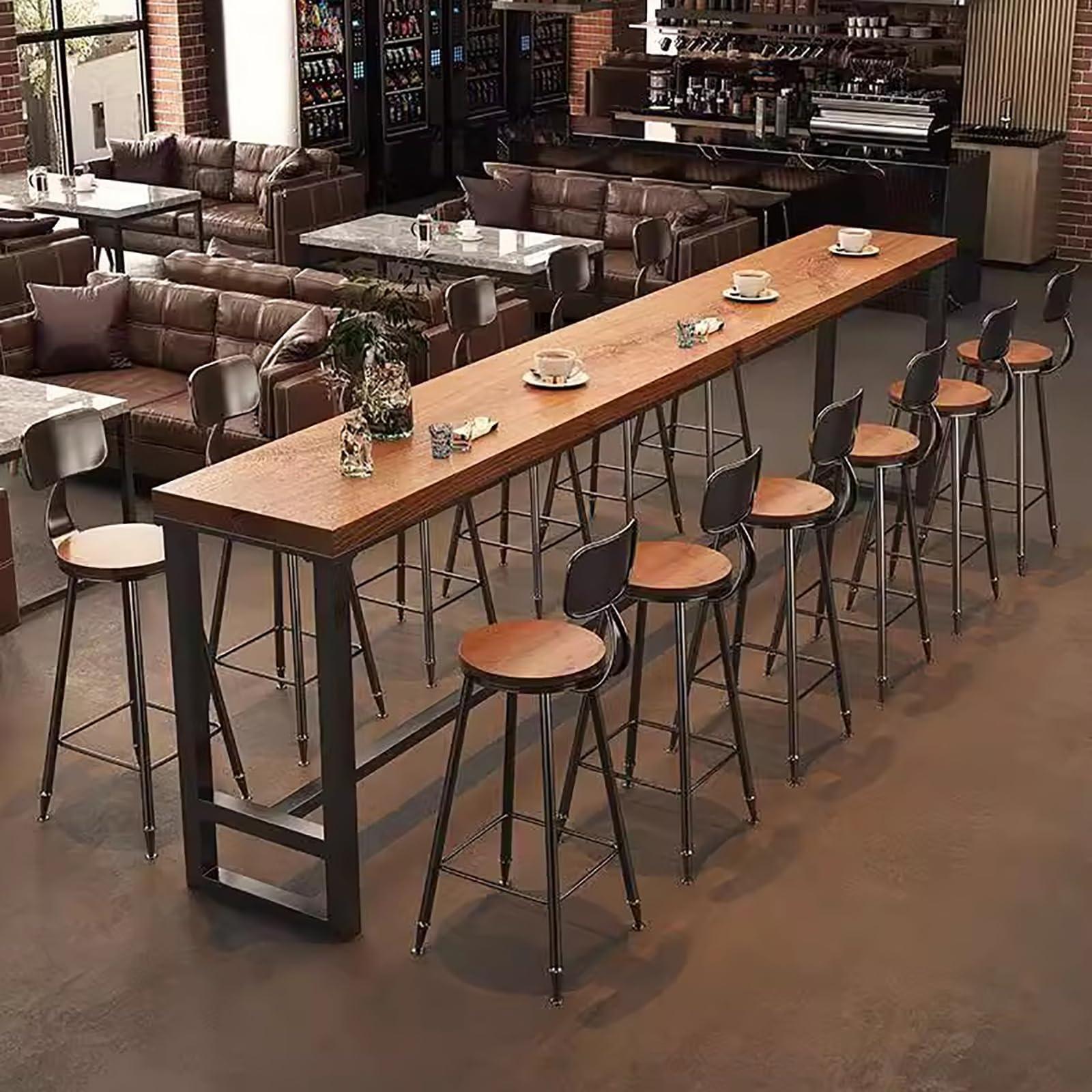 Hwijk Farmhouse Bar Table Pine Wood Rectangular Bar Height Table Industrial Tall Kitchen Dining Table Long Bar Table Counter Height Table for Coffee Shop Small Space,No Stool