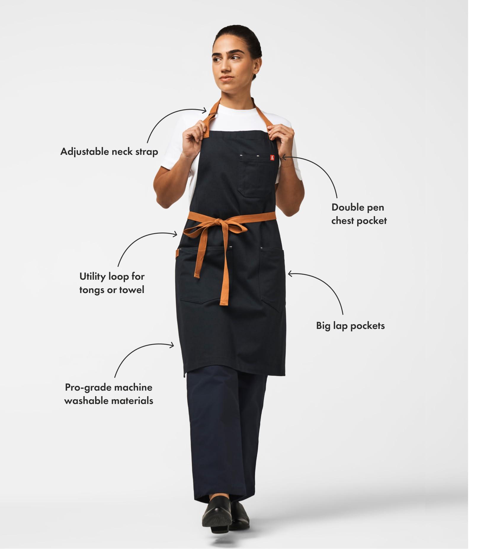 hedley & bennett hedley & bennett Essential Apron - Professional Chef Apron with Pockets - Kitchen Apron for Men - Grilling Apron - Chef Aprons for Men - Apron for Women - 8oz 100% Cotton Canvas Fabric - Denver Brown