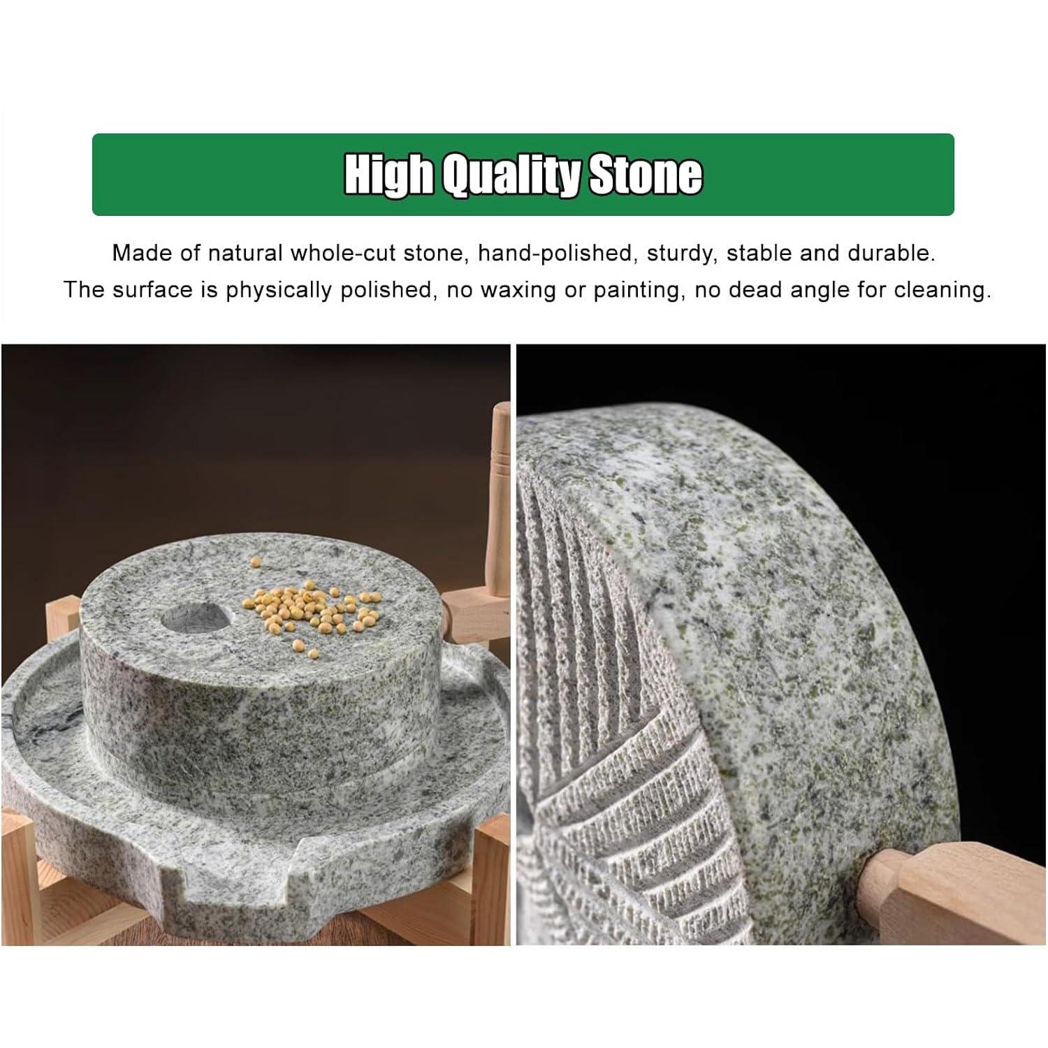 XQZMZSCP Hand Stone Mill, Blue Stone Mill/Pulverizer, Dry/Wet Mill, Nutmeg Grinder, Hand Crank, Classic Grain Grinder