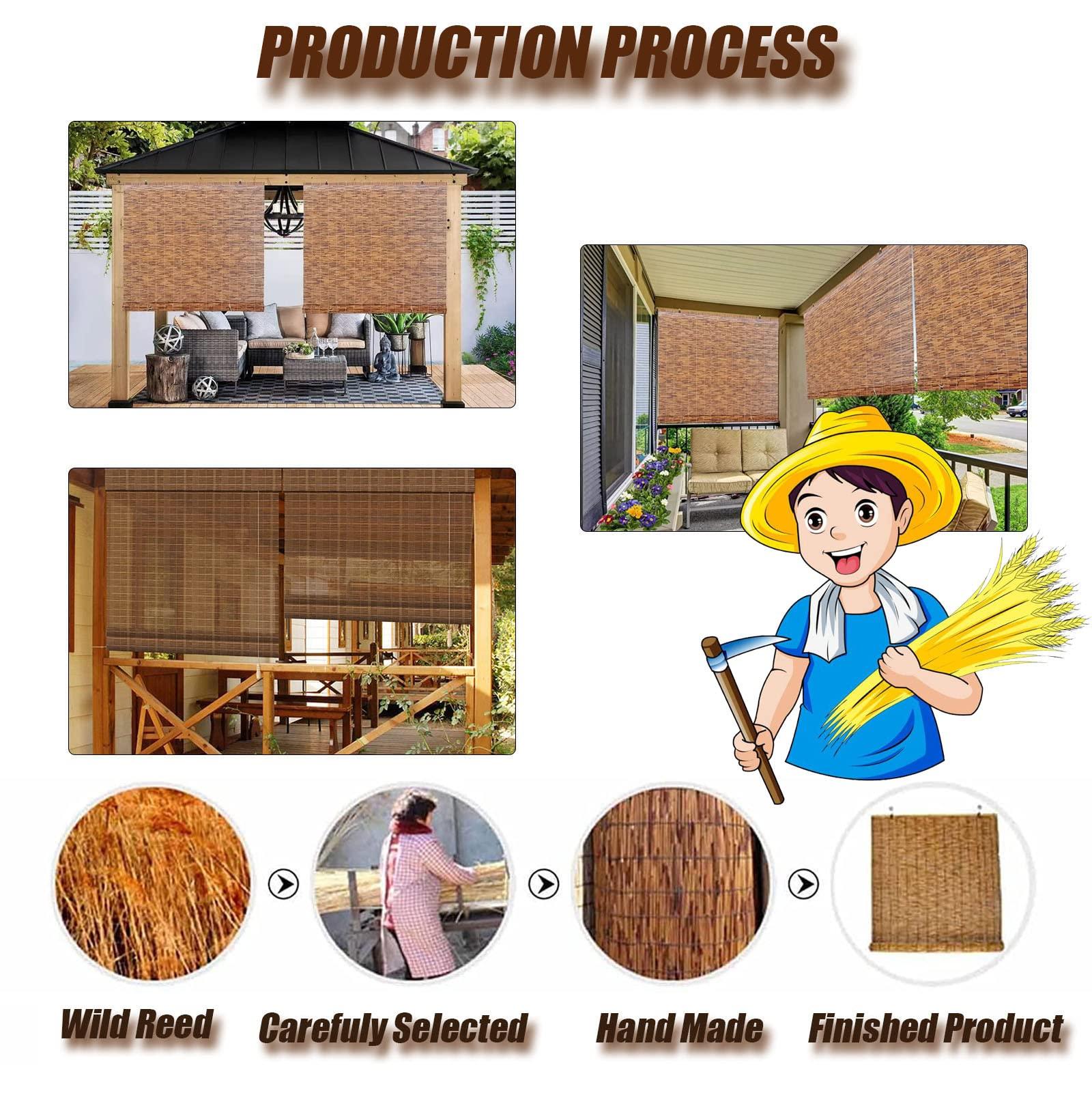 WEZINK Bamboo Shades for Windows Outdoor Bamboo Shades Bamboo Blind Bamboo Roll Up Shades Bamboo Blinds Outdoor Blinds Bamboo Blinds for Windows Roman Roller Blind for Sunroom 2859inWH Black