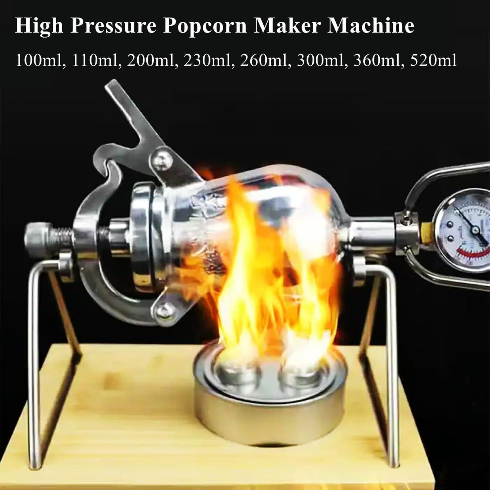 Hebralytic Hand Popcorn Machine, High Pressure Popcorn Maker, Chinese Traditional Old-Fashioned Popcorn Poppers, Stainless Steel Mini Popcorn Cannon Popcorn Pot(360ML)