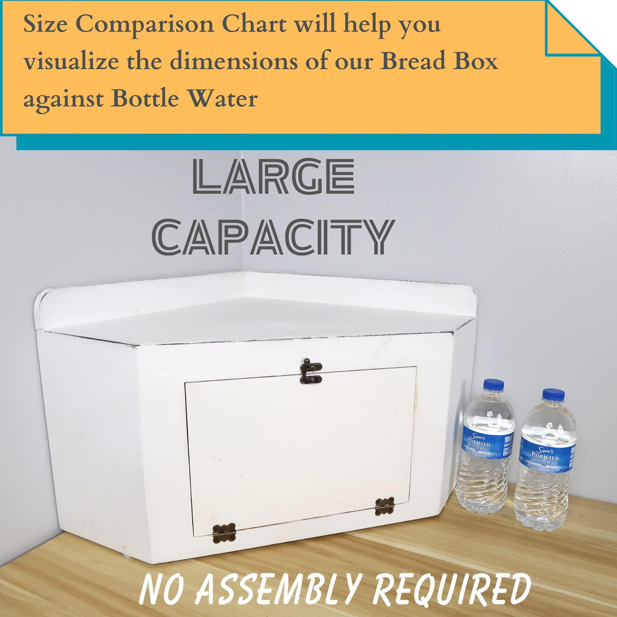 Besuerte Besuerte White Bread Box For Kitchen Countertop, Wood Bread Boxes Bread Containers Storage Keeper, Vintage Bread Box