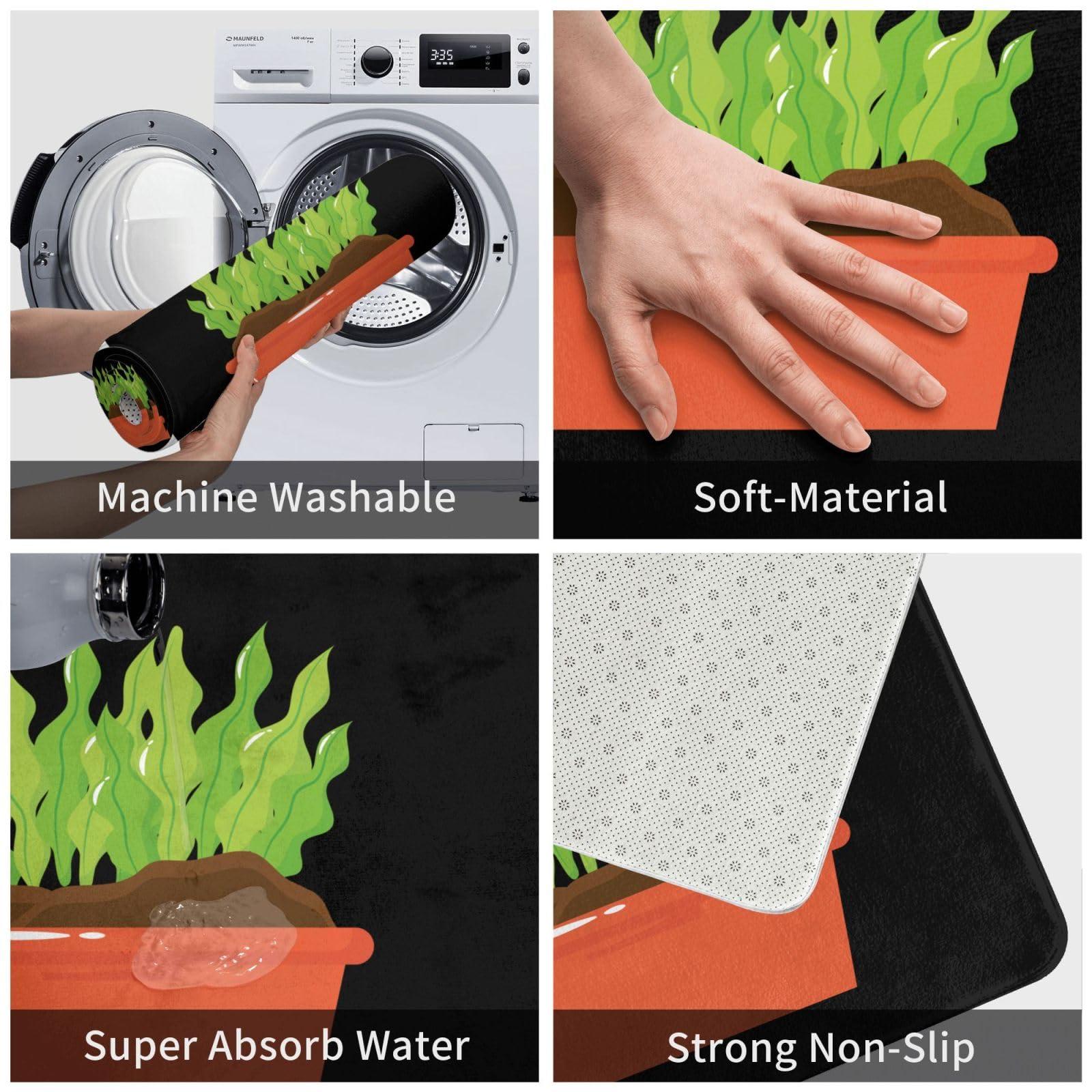 SIYTUAU SIYTUAU Potted Plants Bathroom Rugs 16x24 Inch Ultra Soft Non Slip Bath Mat Kitchen Bedroom Rug Door Mat