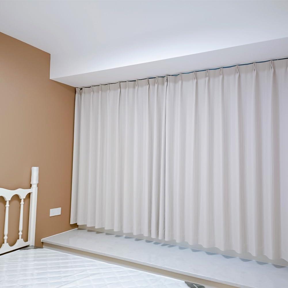 HomeLoft Basics Curtain Double Tracks Ceiling Mount Curtain Rail Ultra Thin Aluminium Curtain Rod For Living Room Bedroom Room Divider 120/170/250/300/480/500cm(Carbonizedcolor:Black,Size:4 FT)