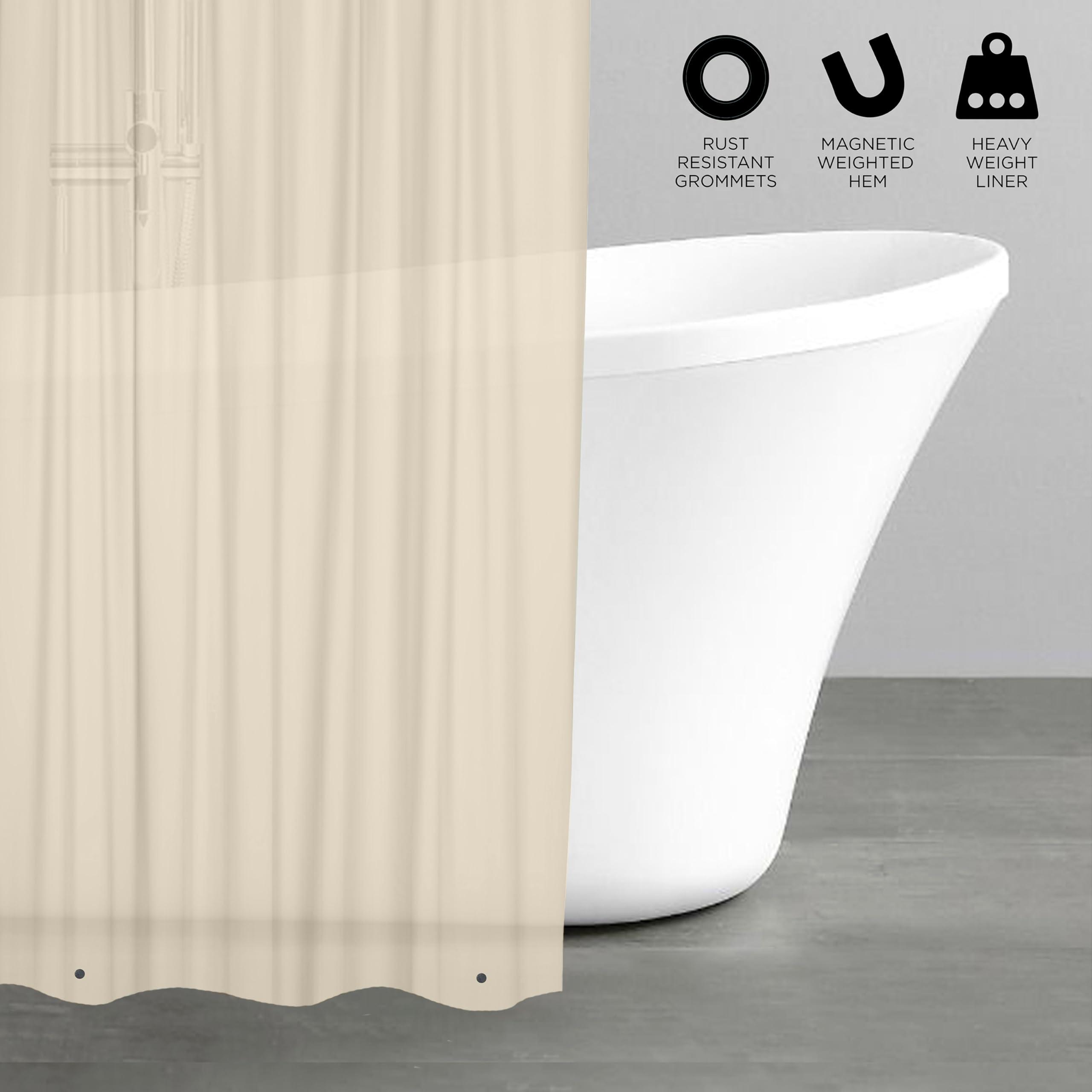 Bath Bliss Bath Bliss PVC Heavy Shower Curtain Liner, 12 Rust Resistant Metal Grommets, 3 Weighted Magnet Hem, 70\"x72\", Beige