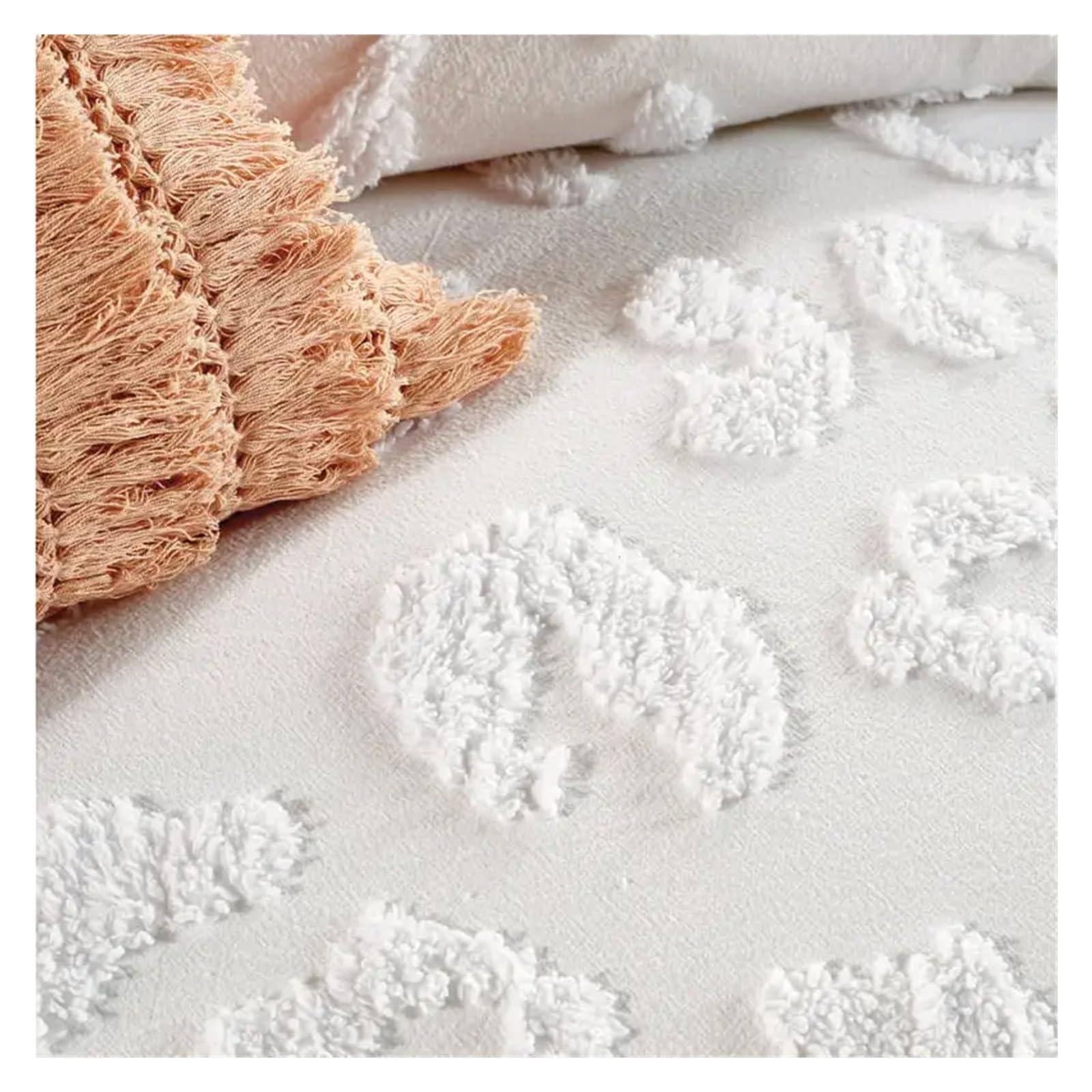 YChao YChao Bedding Bed Duvet Cover, Chenille Leopard 2 Piece Twin/Twin XL Comforter Set, White, Cotton, Chenille Tufted, Polyfill