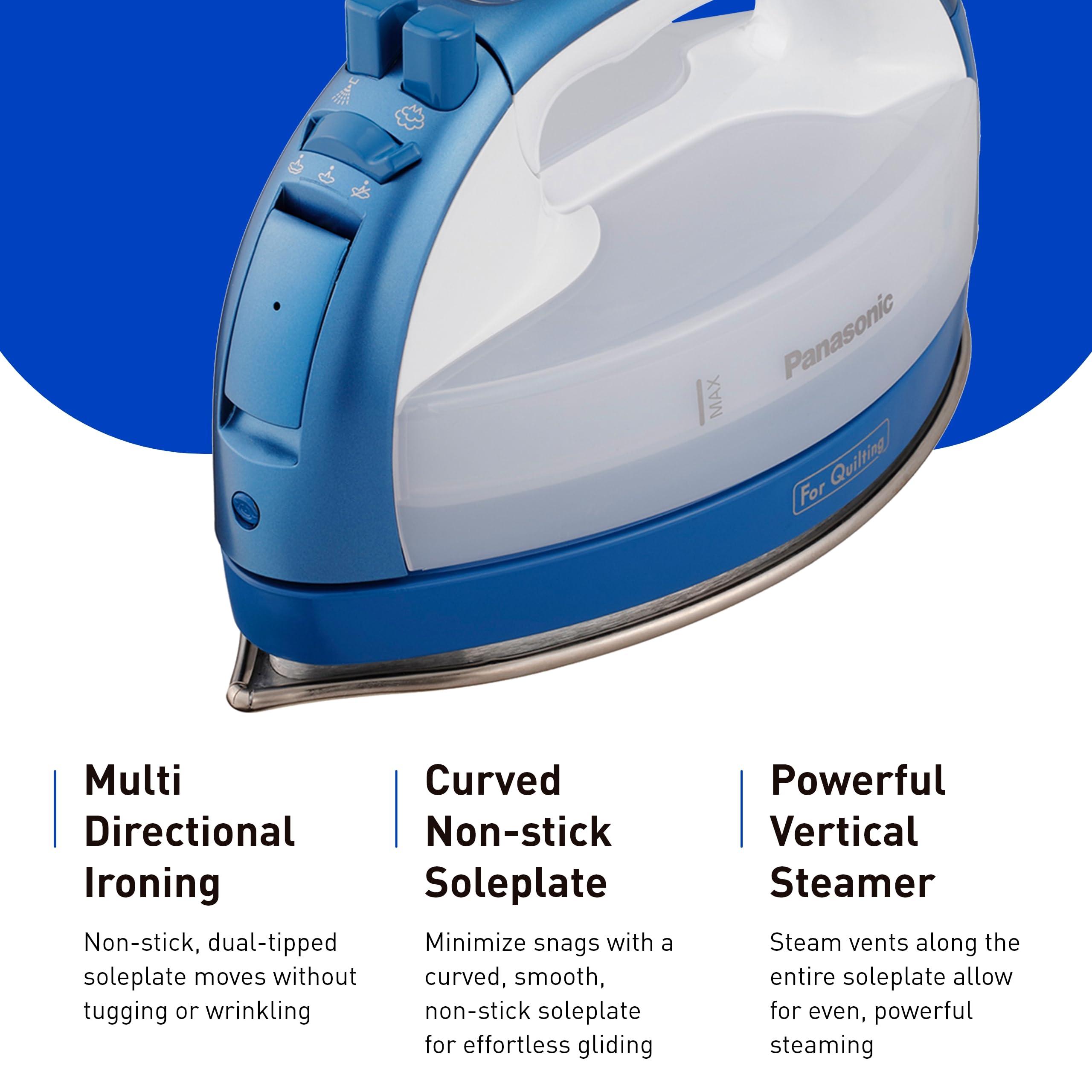 Panasonic Panasonic Cordless Iron, Portable 360-Degree Freestyle Dry/Steam Iron with Precision Tips and Stainless Steel Soleplate, Anti-Calc and Anti-Drip, Power Base and Carrying/Storage - NI-QL1000A (Blue)