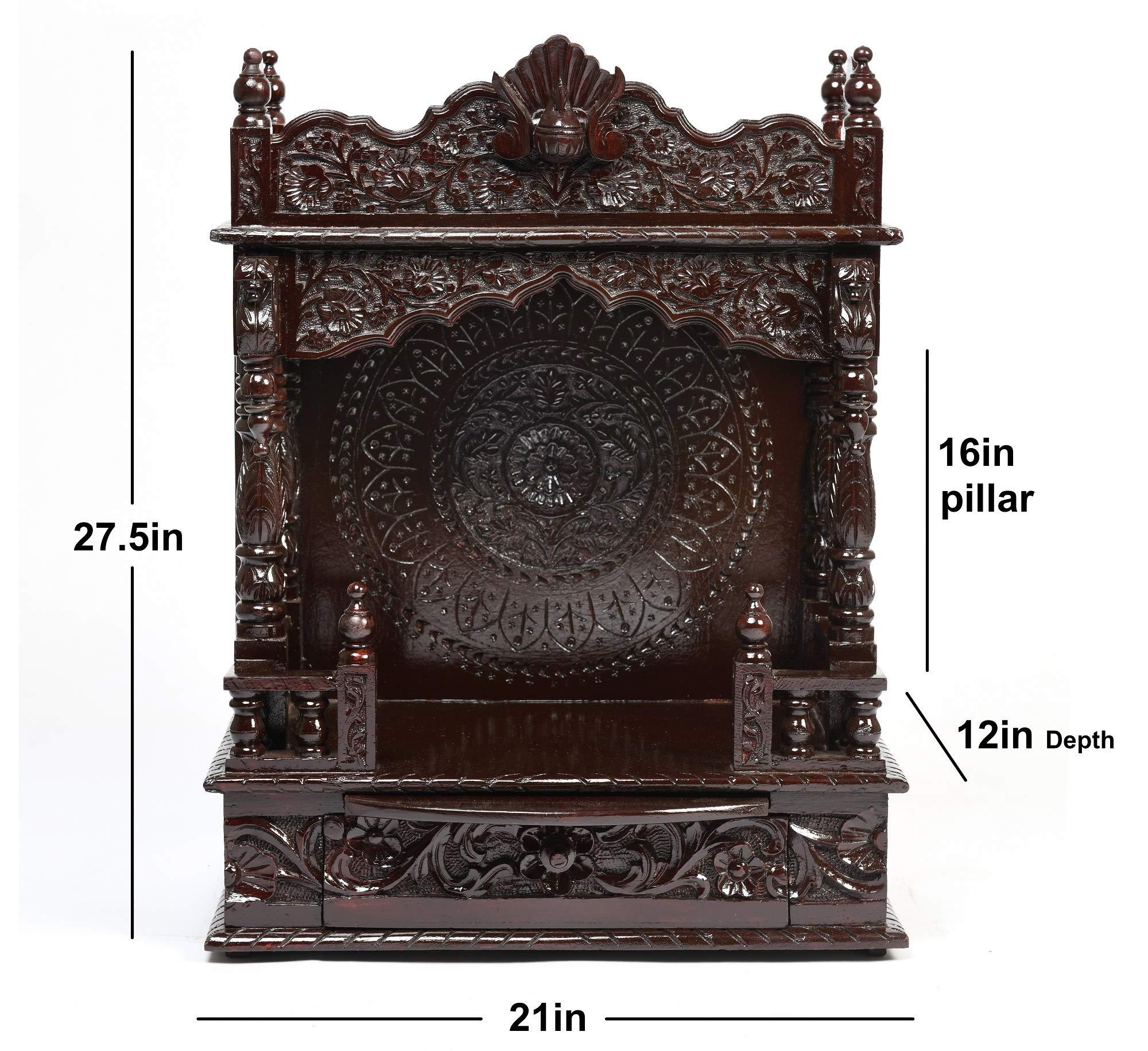 Desi Bazar Desi Bazar Wooden Mandir | Indian Mini Home Temple | Rosewood Handmade Mandir