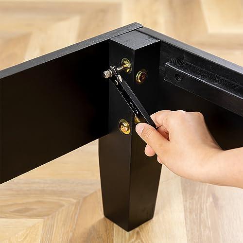 Mellow Mellow Naturalista Grand 12 Inch Solid Wood Platform Bed with Wooden Slats, Easy Assembly, Queen, Black