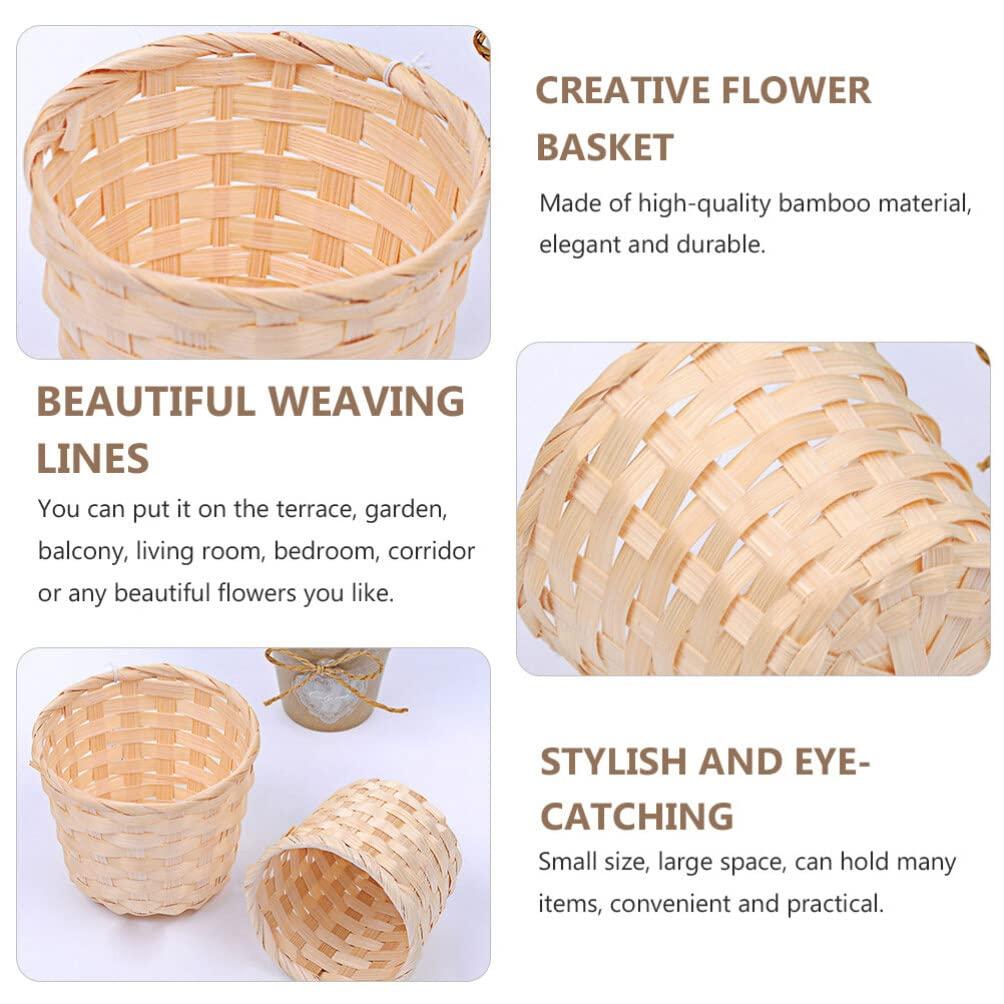 DEARMAMY DEARMAMY Mini Woven Basket 12Pcs Miniature Flower Basket Dollhouse Picnic Basket Tiny Party Favor Desktop Storage Container Farmhouse Decor