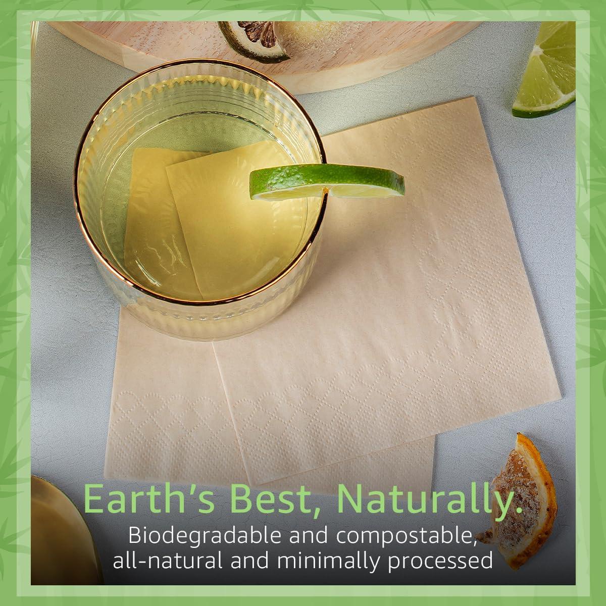 Ibambo Ibambo 6000 Pack 100% Bamboo Cocktail Napkins - 2-Ply FSC Certified Beverage Napkins | Bar Napkins for Home or Commercial Use - 4.5x4.5 Inch Folded Drink Napkins | Disposable Napkin for Serving Drinks