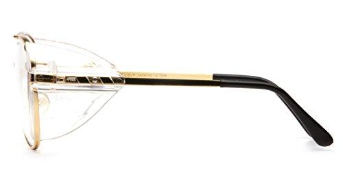 Pyramex Safety Pyramex Pathfinder Aviator Safety Glasses with Gold Frame and Clear Lens
