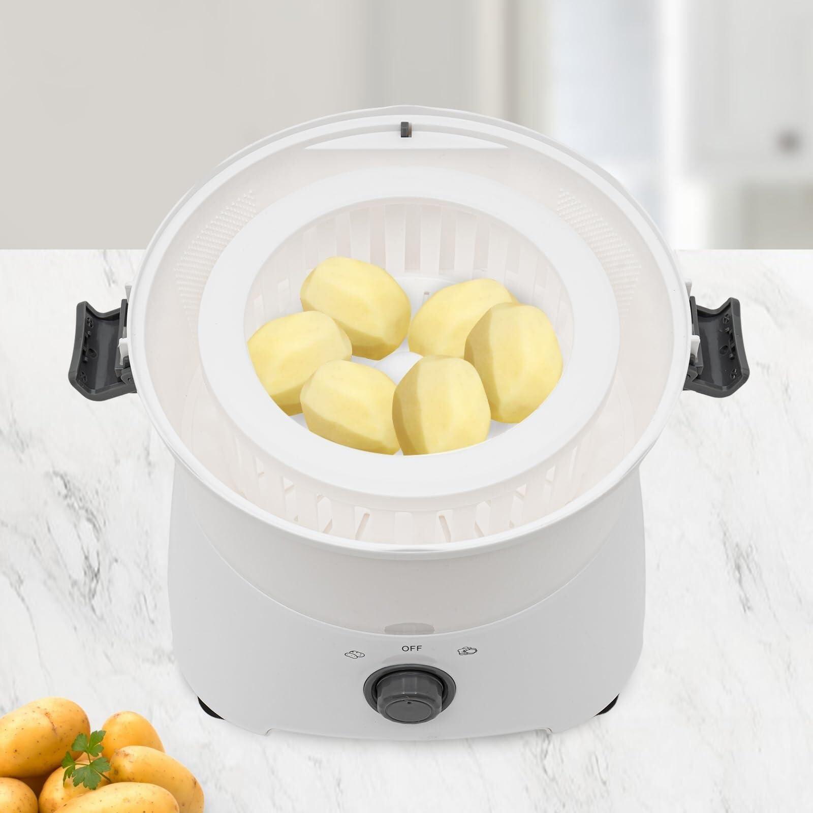PLYLAY Commercial Electric Potato Peeler Machine, 85W Electric Potato Peeler Automatic Peeling Machine One-button Drive Automatic Peeler Spinner 1.76Lbs Potato Peeling Machine For Kitchen