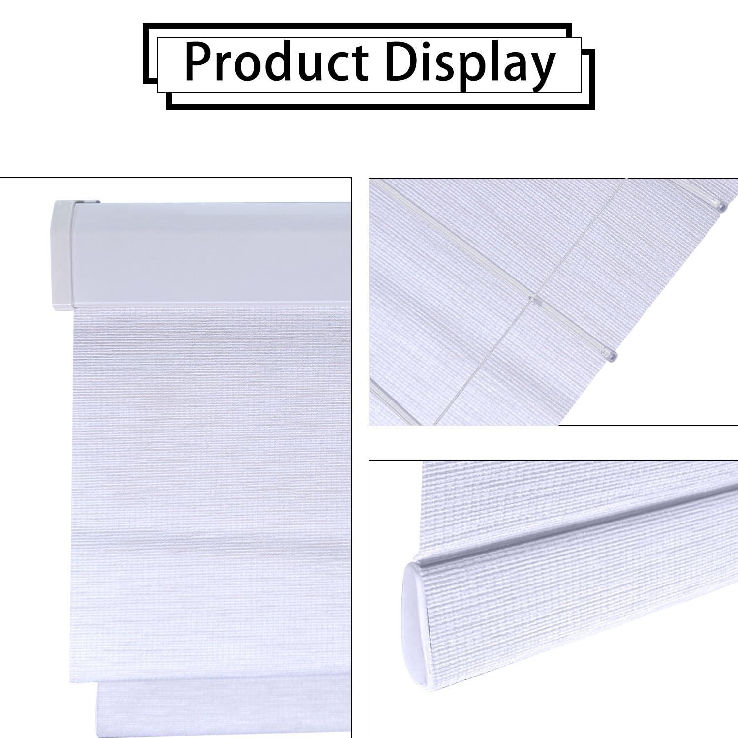Amingrui Cordless Roman Shades for Windows 100% Blackout Fabric Roman Blinds with Elegant Privacy Window Blinds for Home Living Room Bedroom Windows, White,50" W x 64" H