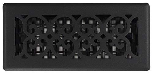 Decor Grates Decor Grates ST410 Scroll Design Floor Register, 4x10 Inches, Textured Black