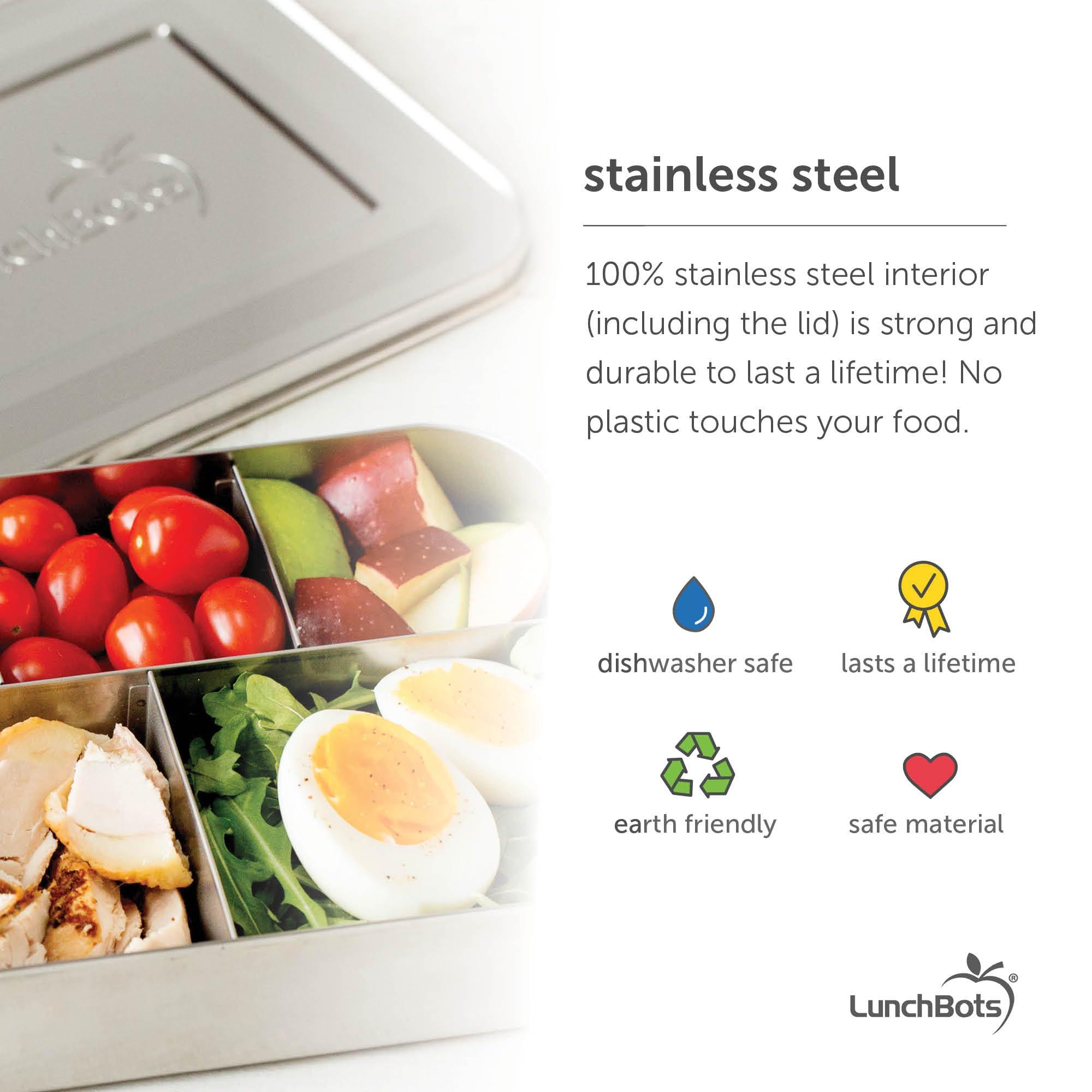 LunchBots LunchBots Large Trio Stainless Steel Lunch Container -Three Section Design for Sandwich and Two Sides - Metal Bento Lunch Box - Eco-Friendly - Stainless Lid - Aqua Dots