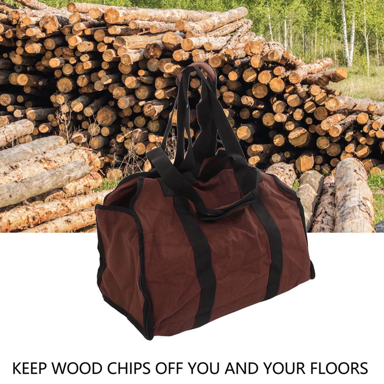 JEOZBM JEOZBM Canvas Log Carrier Bag, Waxed Canvas Firewood Log Carrier Tote, Waxed Canvas Firewood Log Carrier Tote, for Carrying Wood at Home or Camping by Outdoor