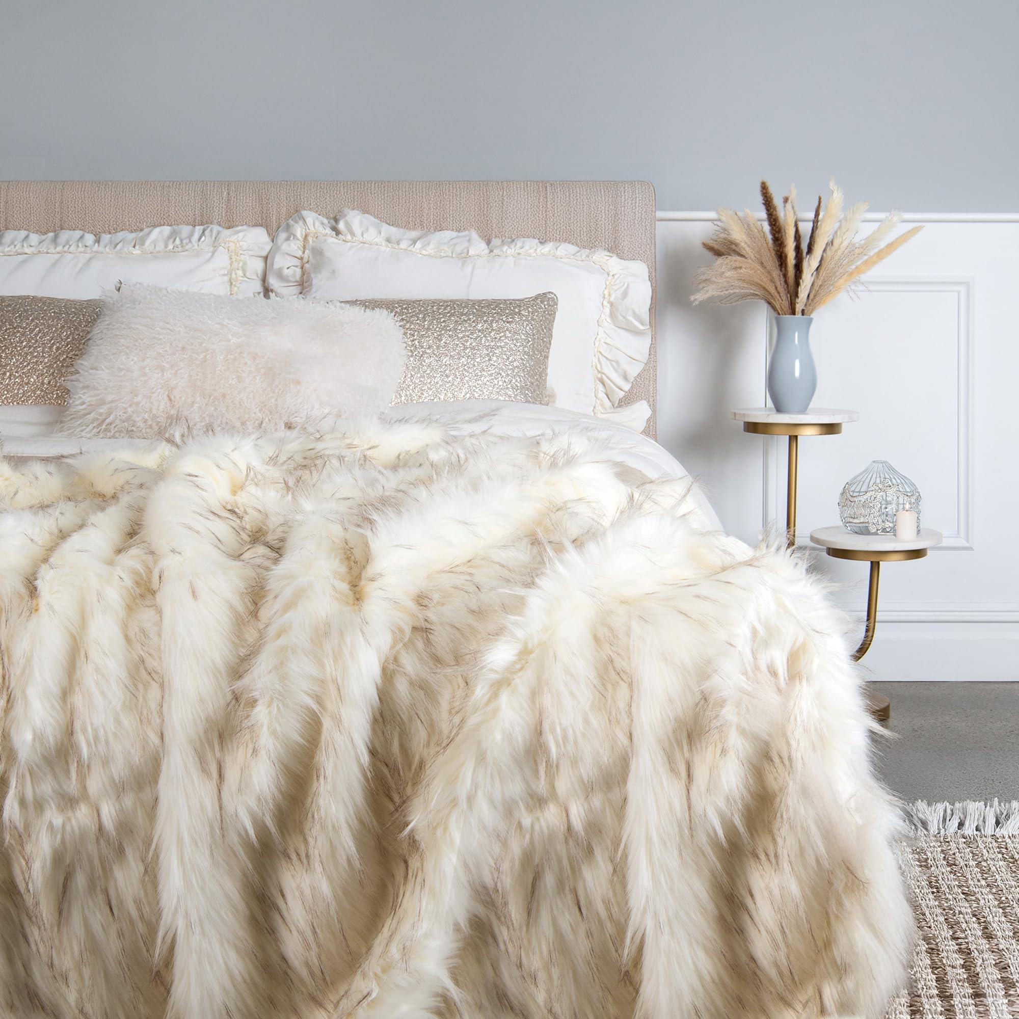 Best Home Fashion Best Home Fashion Heavyweight Super Soft Luxury Faux Fur Oversized Throw Blanket - 58\" W x 84\" L - Iced Fox