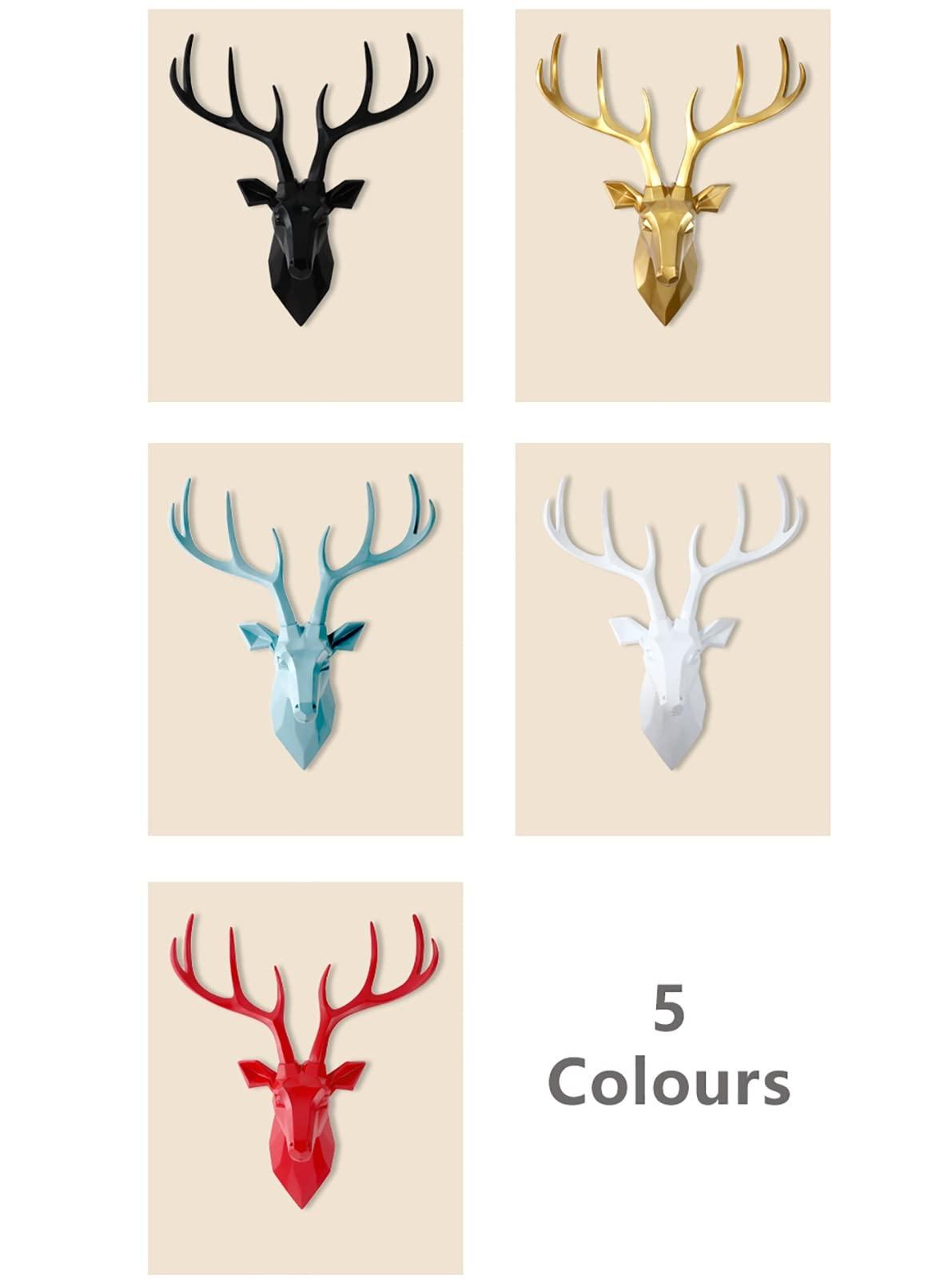 HomeLoft Basics Mini White + Gold Antler Faux Deer Sculpture - Wall Hanging Sculpture, Faux Taxidermy Deer Antler Wall Mount for Christmas Sofa Background (Color : Gold)