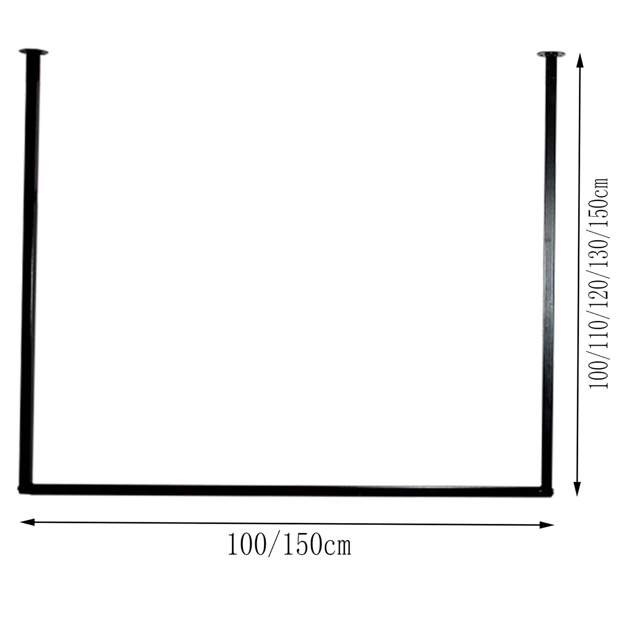 GUANG-K Wall-Mounted Heavy-Duty Clothes Rails, Metal Clothing Display Racks, Suspended Commercial Ceiling Hangers, Ceiling-Mounted Hangers/Black / 150cm110cm