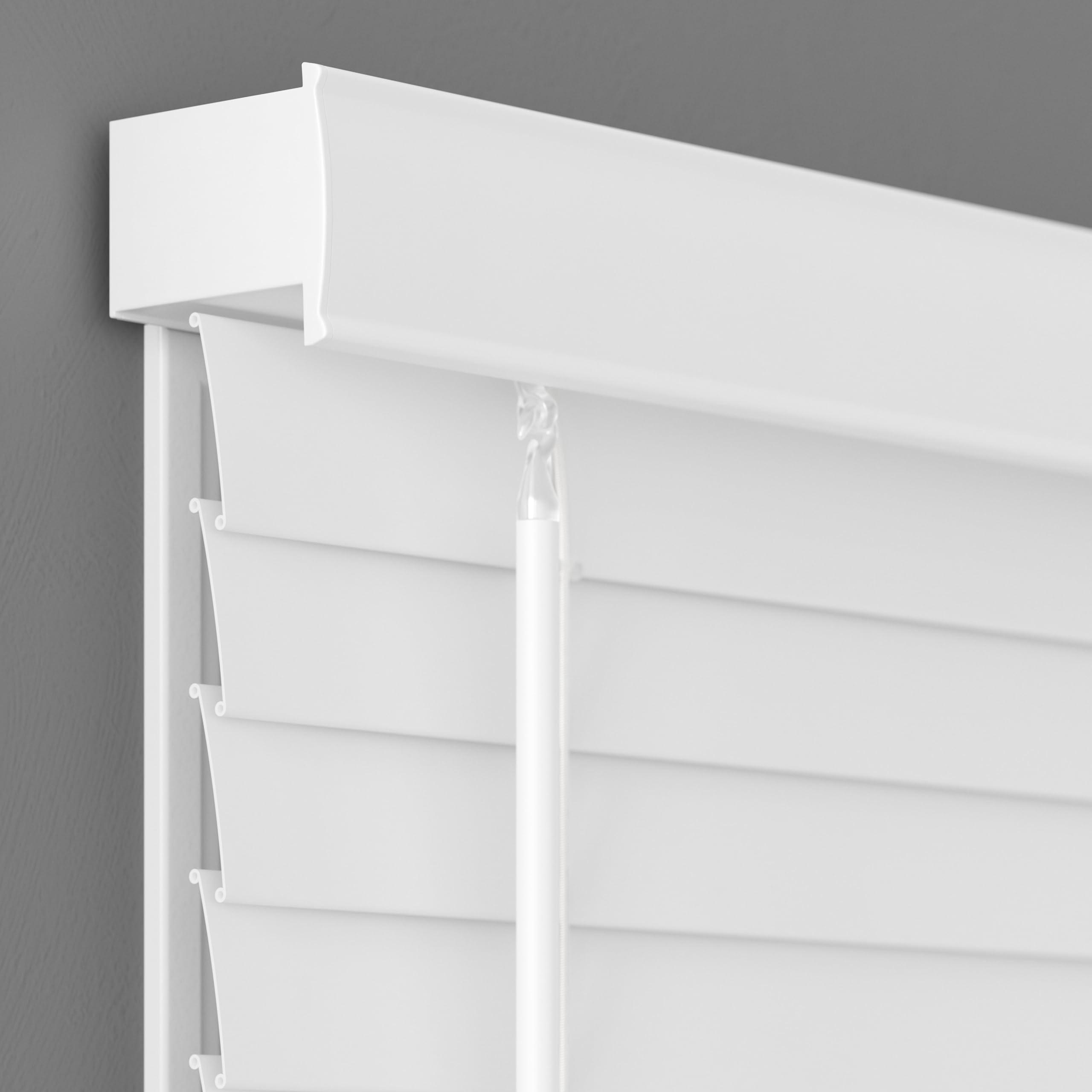 Lumino 2 Inch Cordless Room Darkening Faux Wood Blind - 55" W x 48" L - White, Over 1,000 Custom Sizes Starting at 18.97, Inside or Outside Mount, Venetian Shades for Interior Windows by Lumino