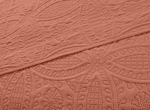 Chezmoi Collection Chezmoi Collection Austin 3-Piece Oversized Bedspread Coverlet Set (King, Salmon)