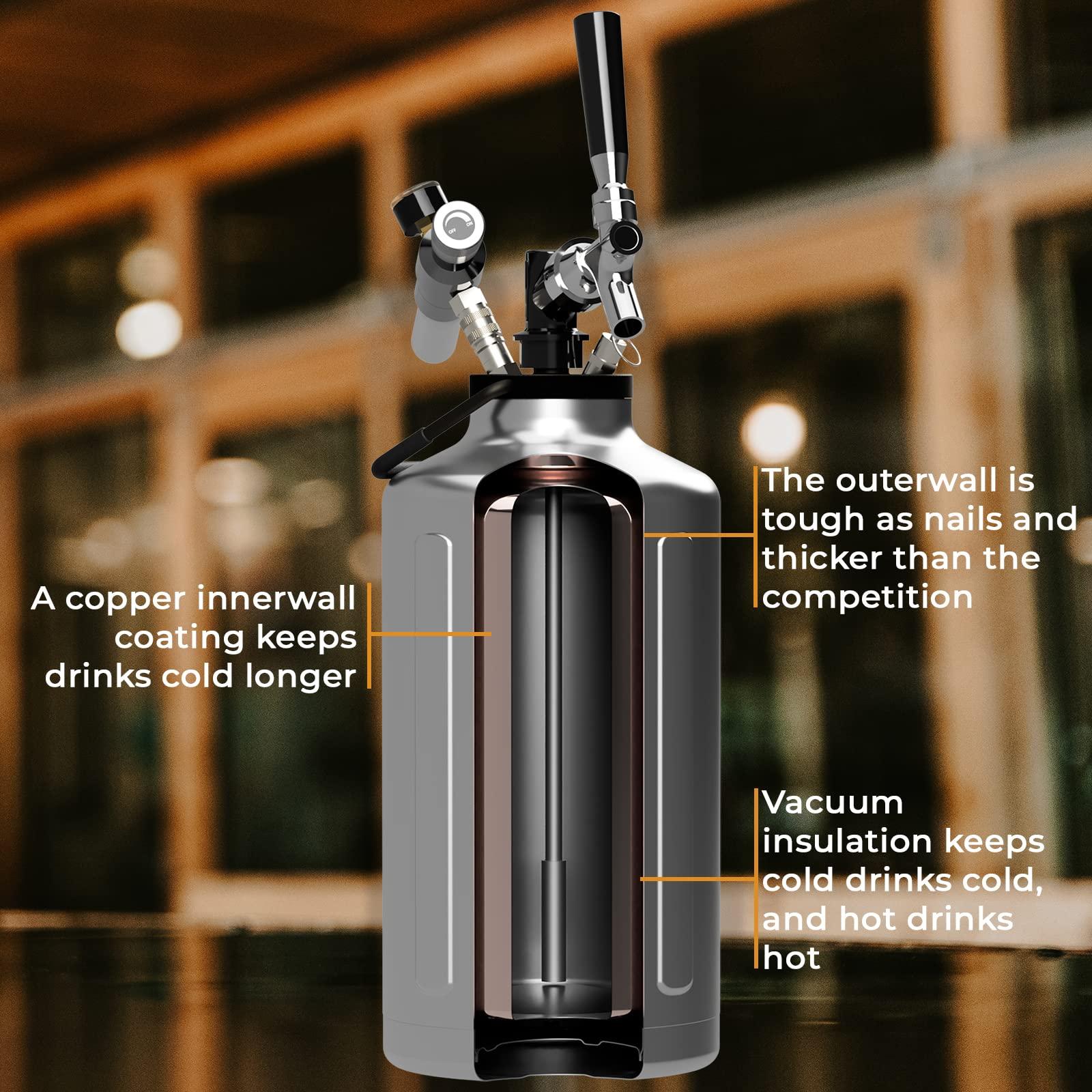 TrailKeg TrailKeg - Carbonated Growler for Beer - Half Gallon - 18/8 Stainless Steel - Vacuum Insulated Double Wall, Cold for 48 Hours - Craft Beverage Dispenser for Beer, Soda, Cocktails, and Kombucha
