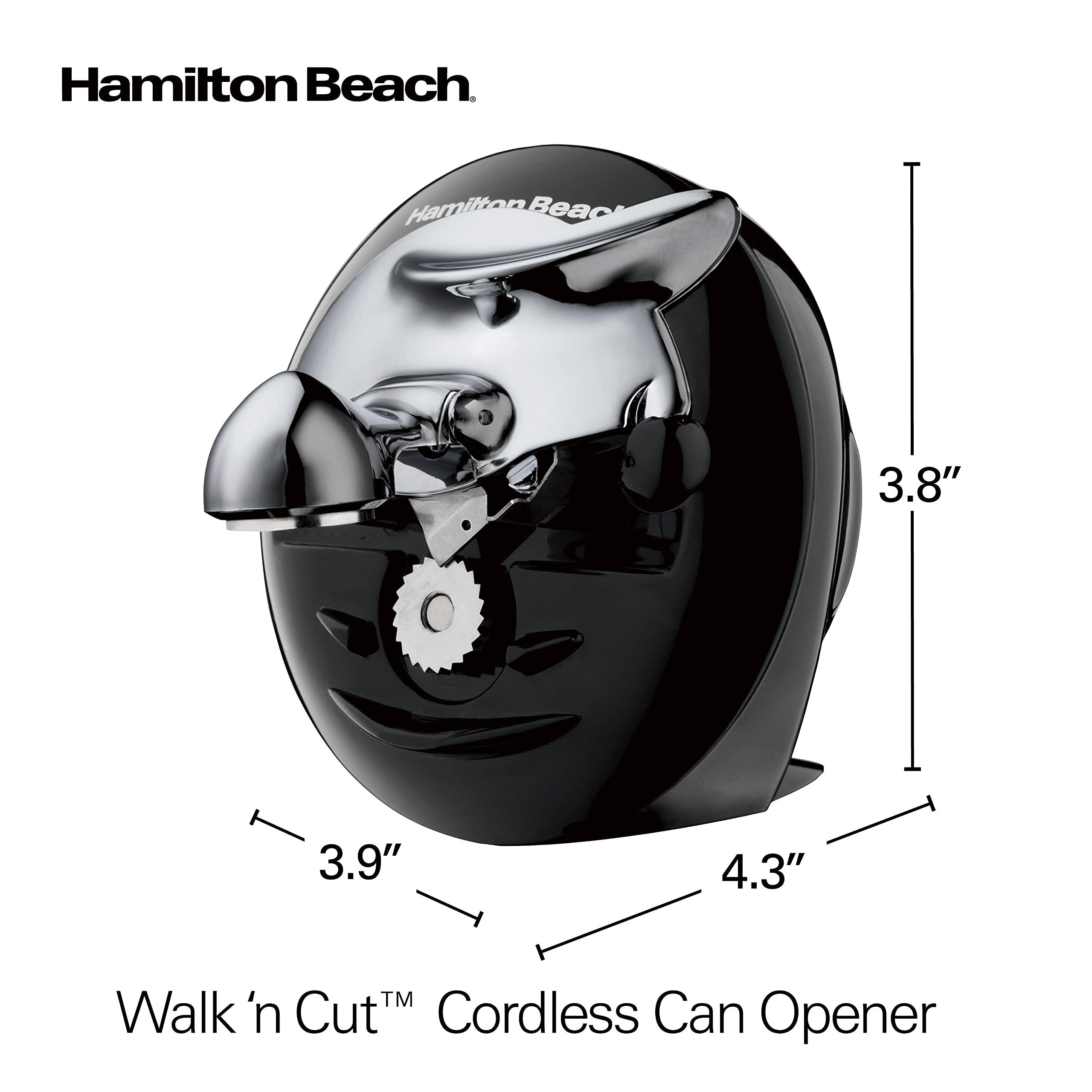 Hamilton Beach Hamilton Beach Walk 'n Cut Electric Can Opener for Kitchen, Use On Any Size, Automatic and Hand-Free, Cordless & Rechargeable, Easy Clean Removable Blade, Black (76501G)