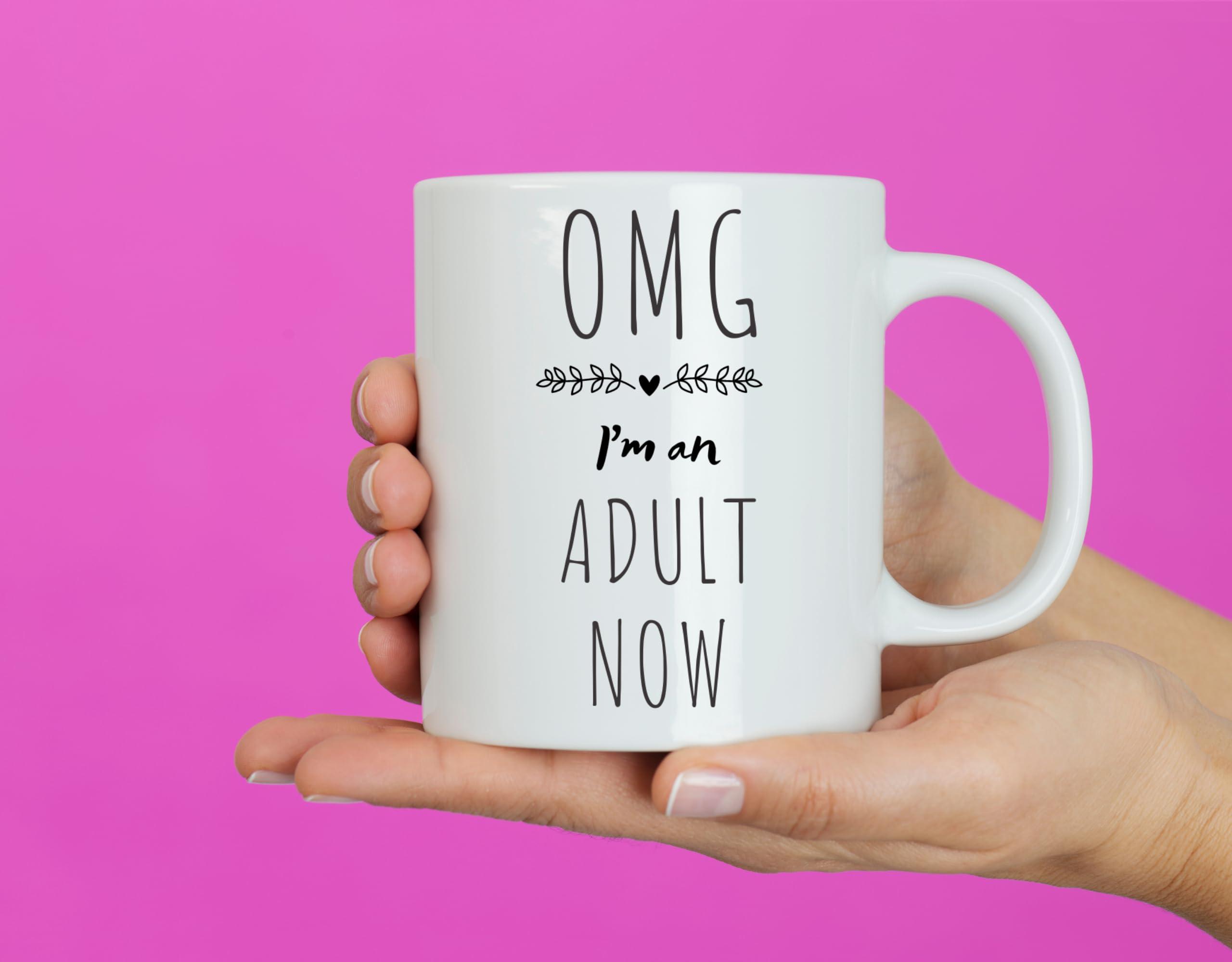 Generic Coffee Mug for 18th Birthday, OMG I\'m an Adult Now, Novelty Funny Mug, Gift for Son, Daughter, Grandchild, Hunour Present for Eighteenth