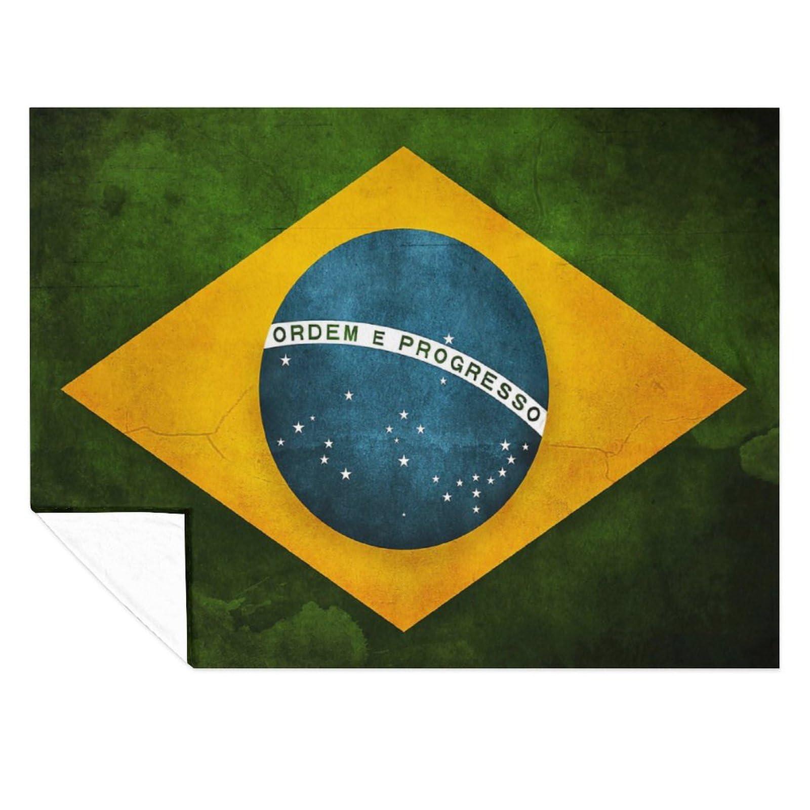 Fattyeery Weighted Blanket B-razil Flag Throw Blankets Cozy Soft King Size Nap All Season 70\"x80\"