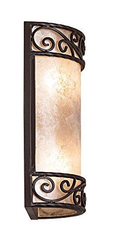 John Timberland John Timberland Natural Mica Rustic Wall Mount Light Fixture Walnut Brown Metal Iron Scroll 12 1/2" Curved Sconce Decor for Bedroom Bathroom Bedside Living Room Home Hallway Dining Kitchen