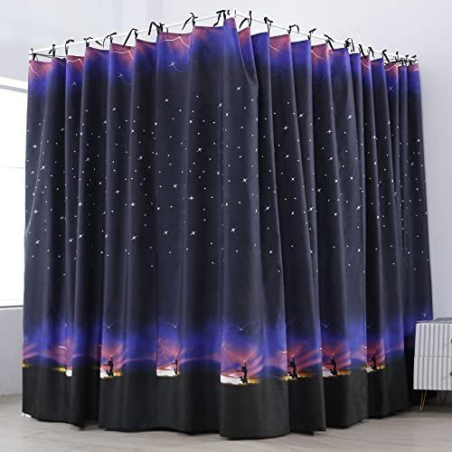 Mengersi Mengersi Galaxy Star Four Corner Post Bed Curtain Canopy Bedroom Decoration for Girls Adults Windproof Lightproof Bed Canopies Child Gift (Queen,Black)